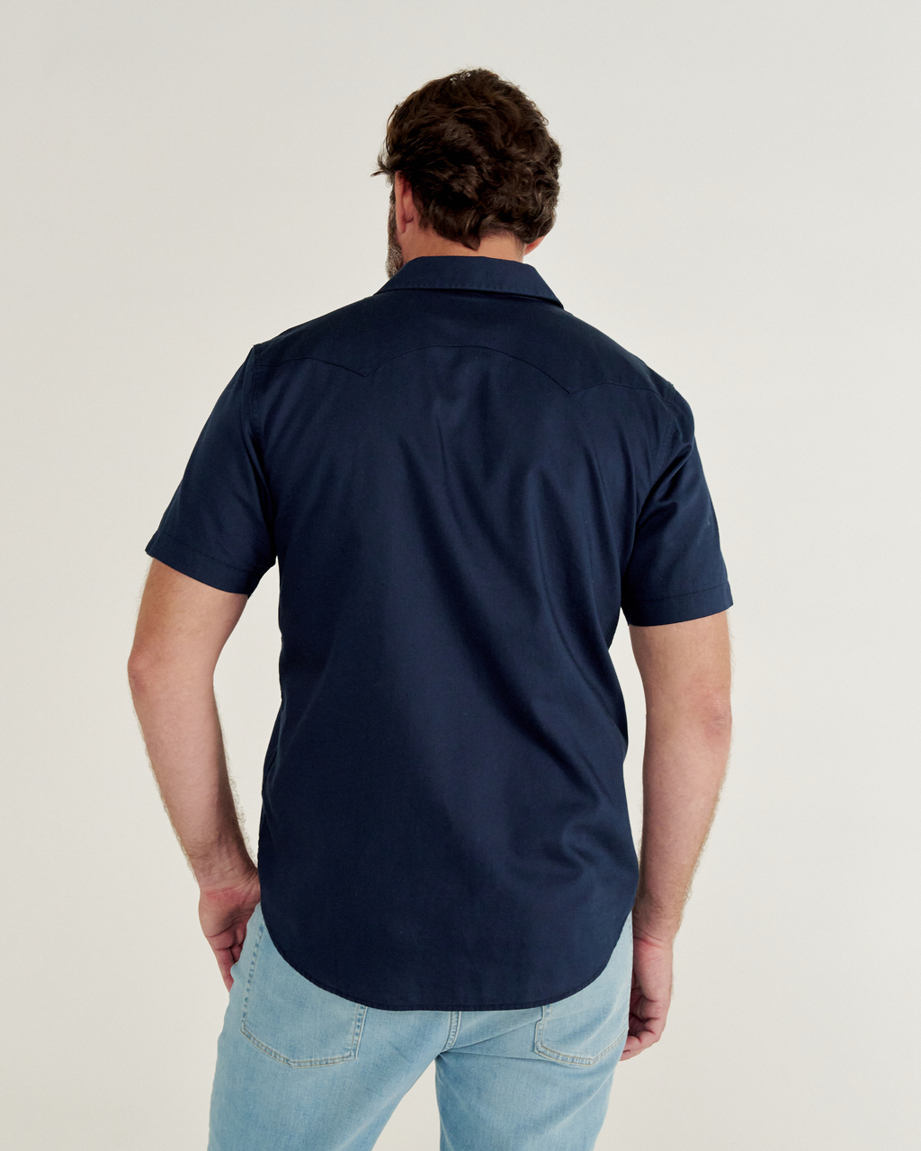 Men's Sawtooth Short Sleeve Pearl Snap - Navy Cotton