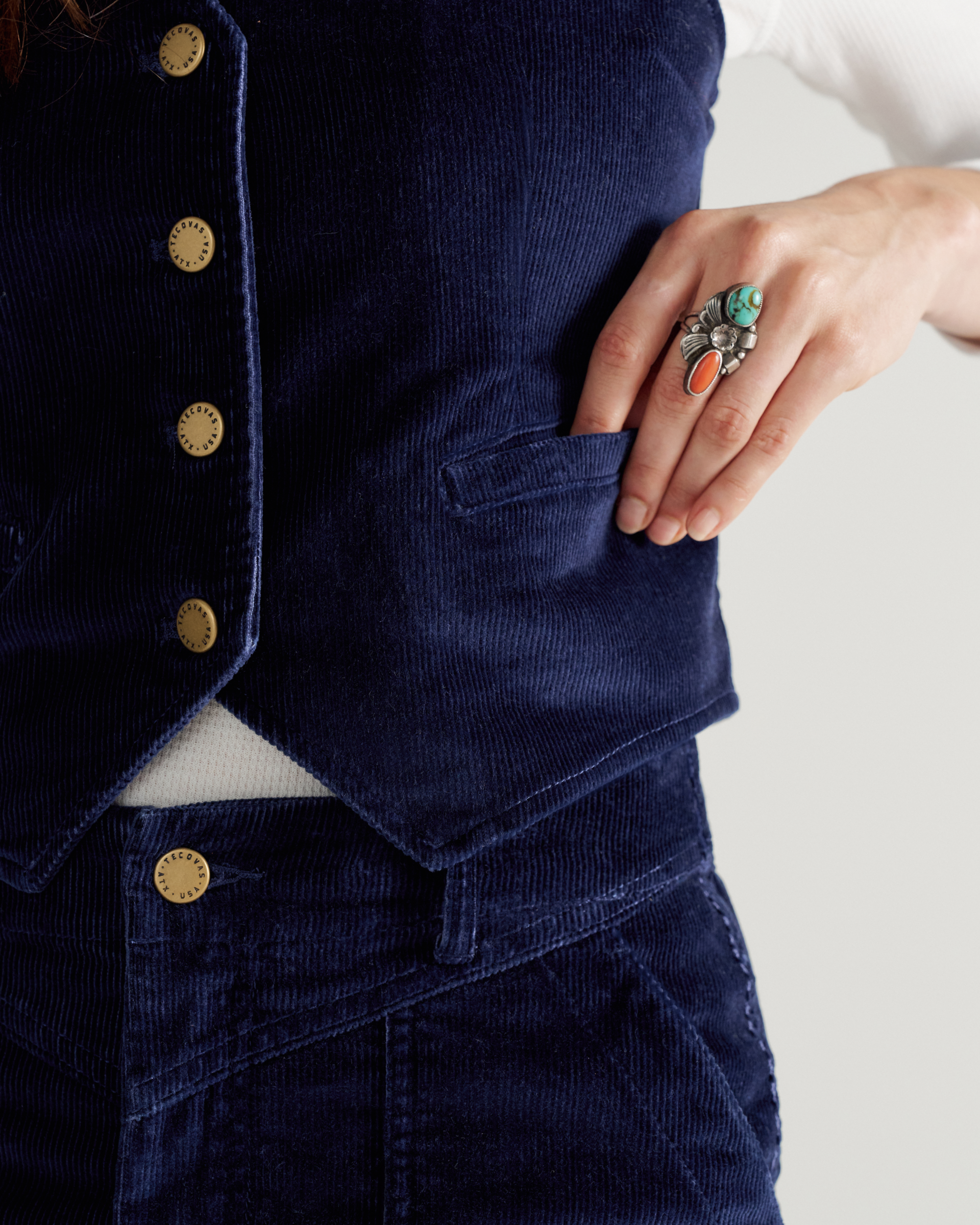 Women's Corduroy Vest - Navy Corduroy