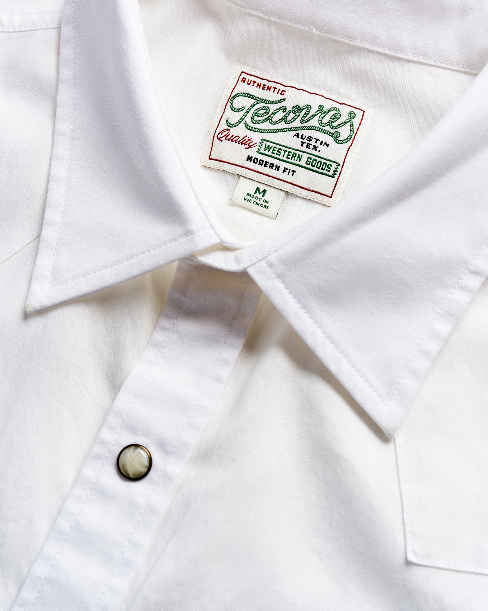 Men's Sawtooth Short Sleeve Pearl Snap - White Cotton