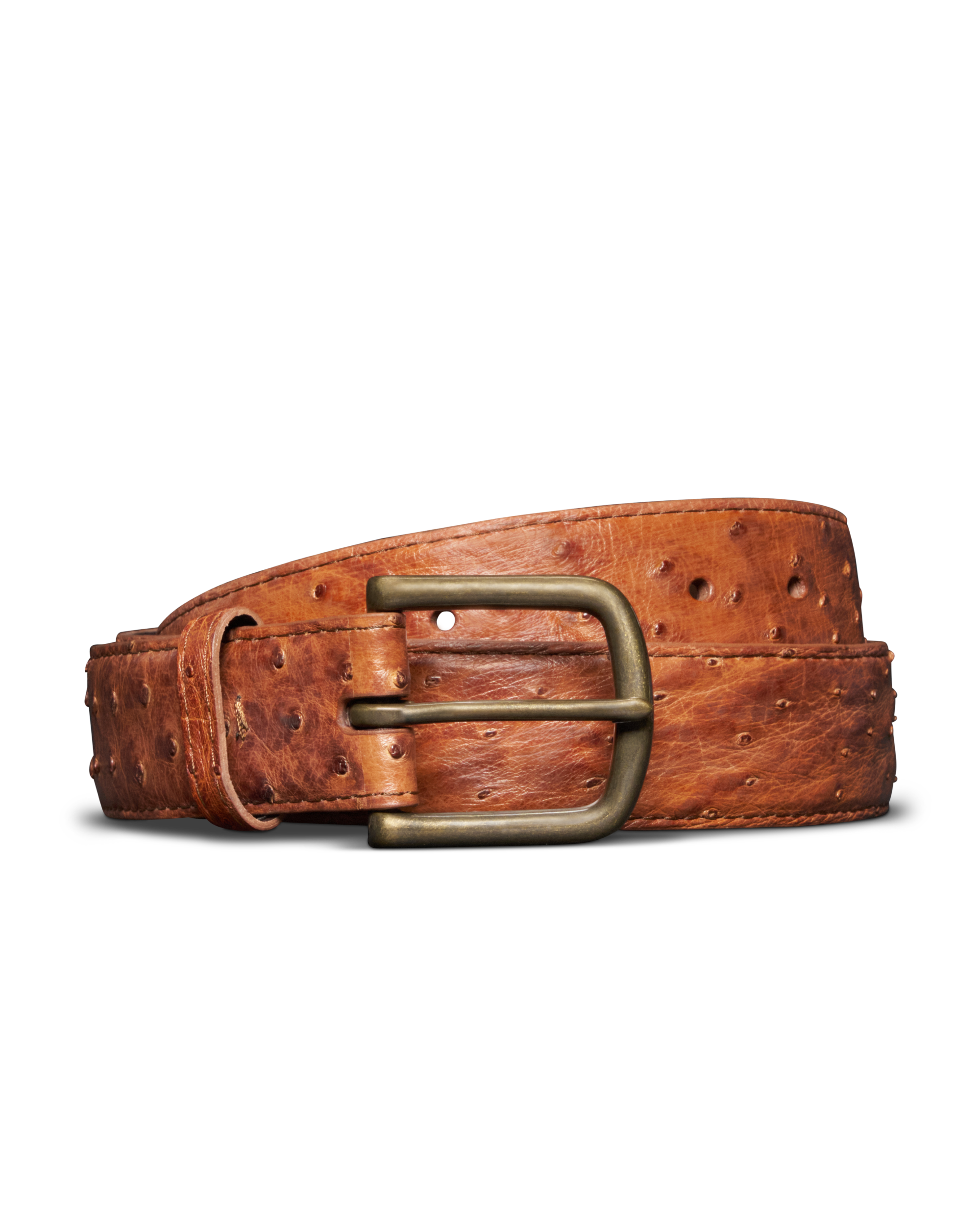 Men's Ostrich Belt - Russet Ostrich