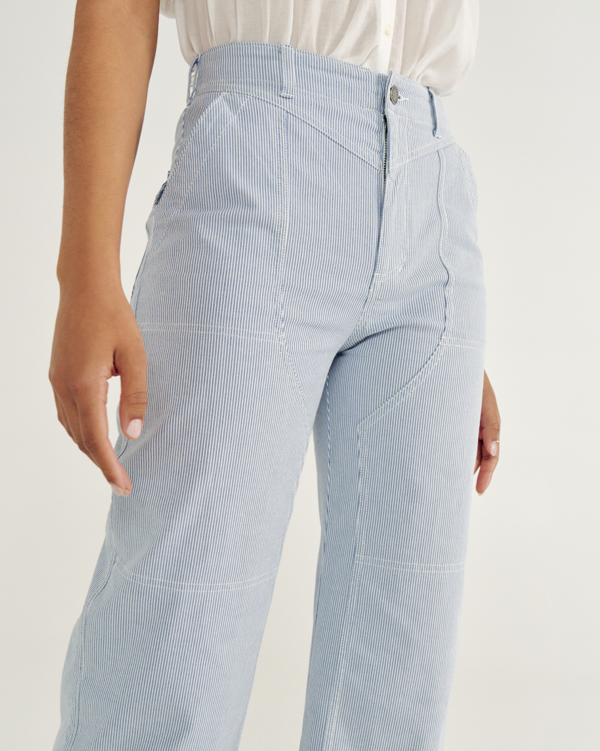 Women's Carpenter Pant - Blue White Cotton