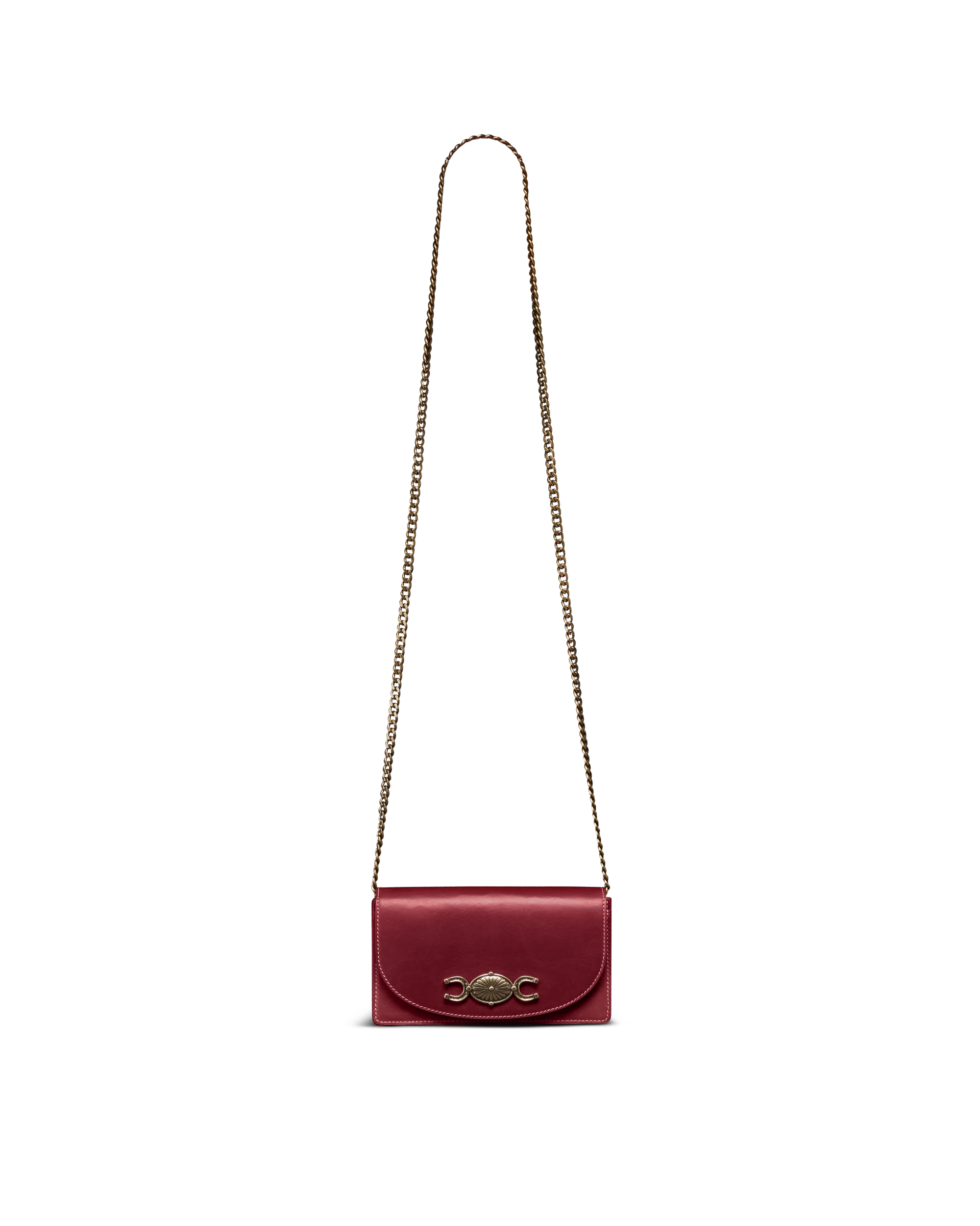Concho Chain Crossbody - Cabernet Cowhide