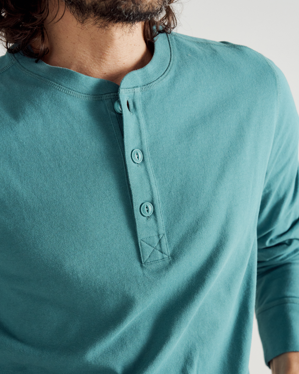 Men's Long Sleeve Henley - Hydro Cotton