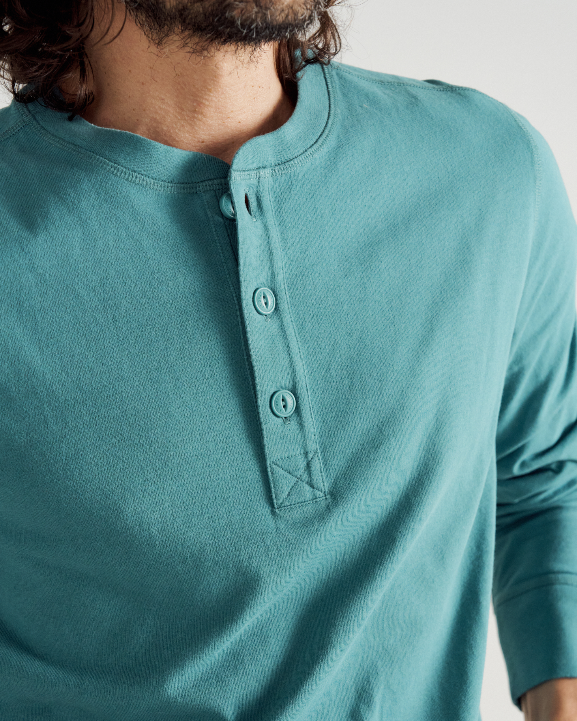 Men's Long Sleeve Henley - Hydro Cotton