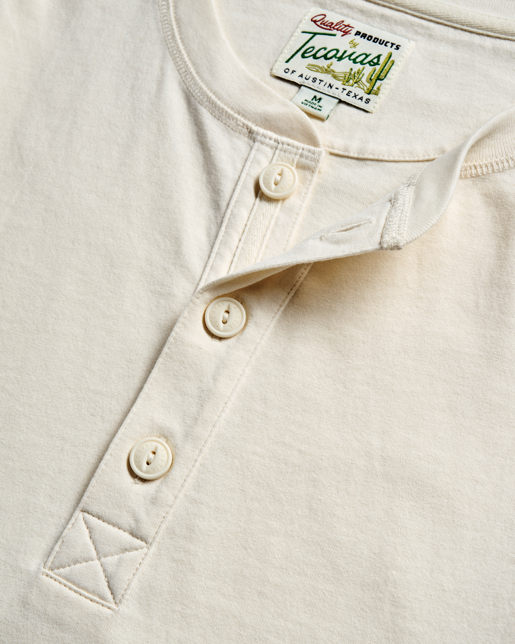 Men's Long Sleeve Henley - Whisper White Cotton