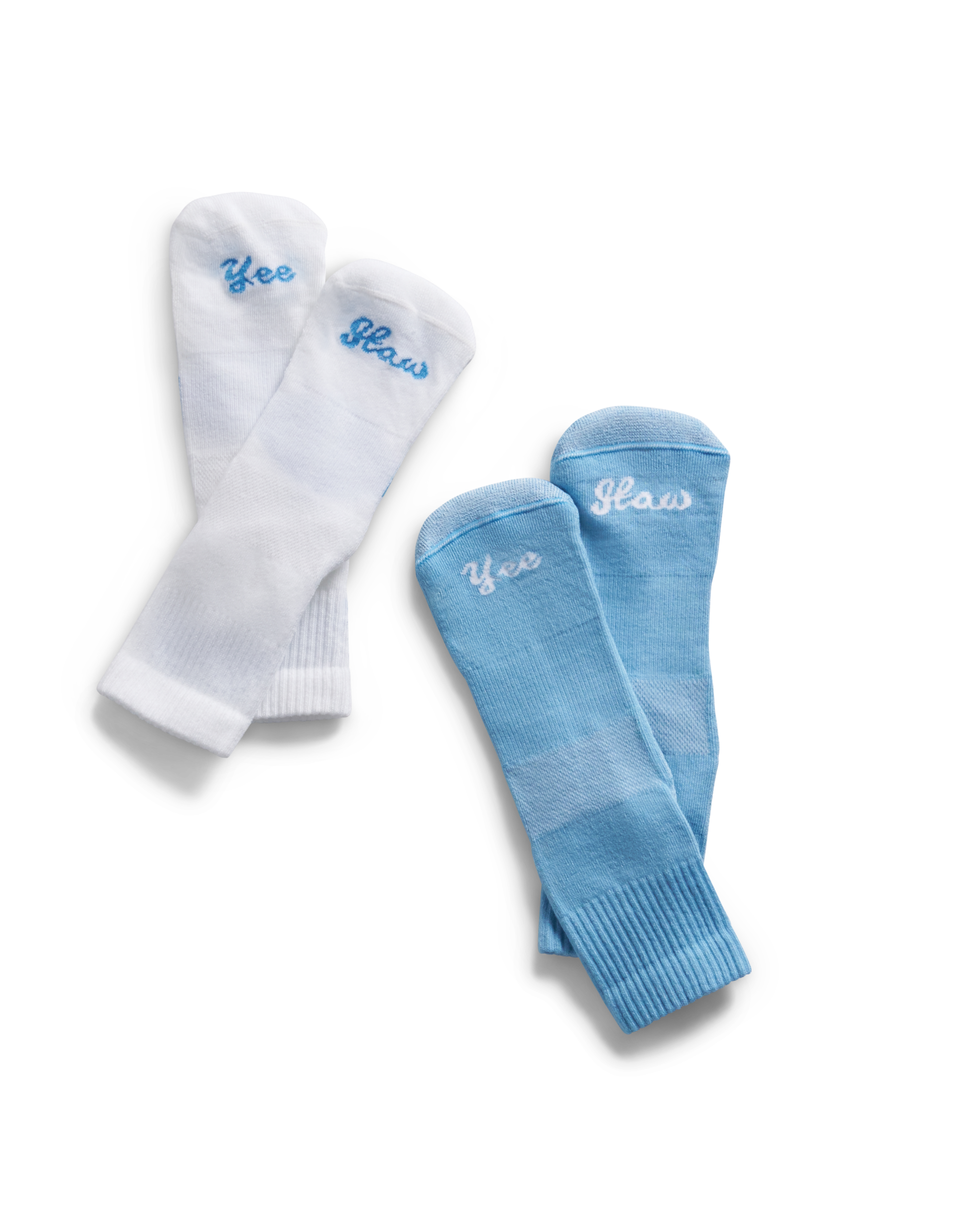 Yee Haw Hiker Sock (2-Pack) - White Blue Polyester Spandex