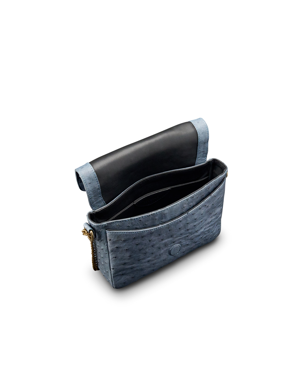 Ostrich Shoulder Bag - Blue Ostrich
