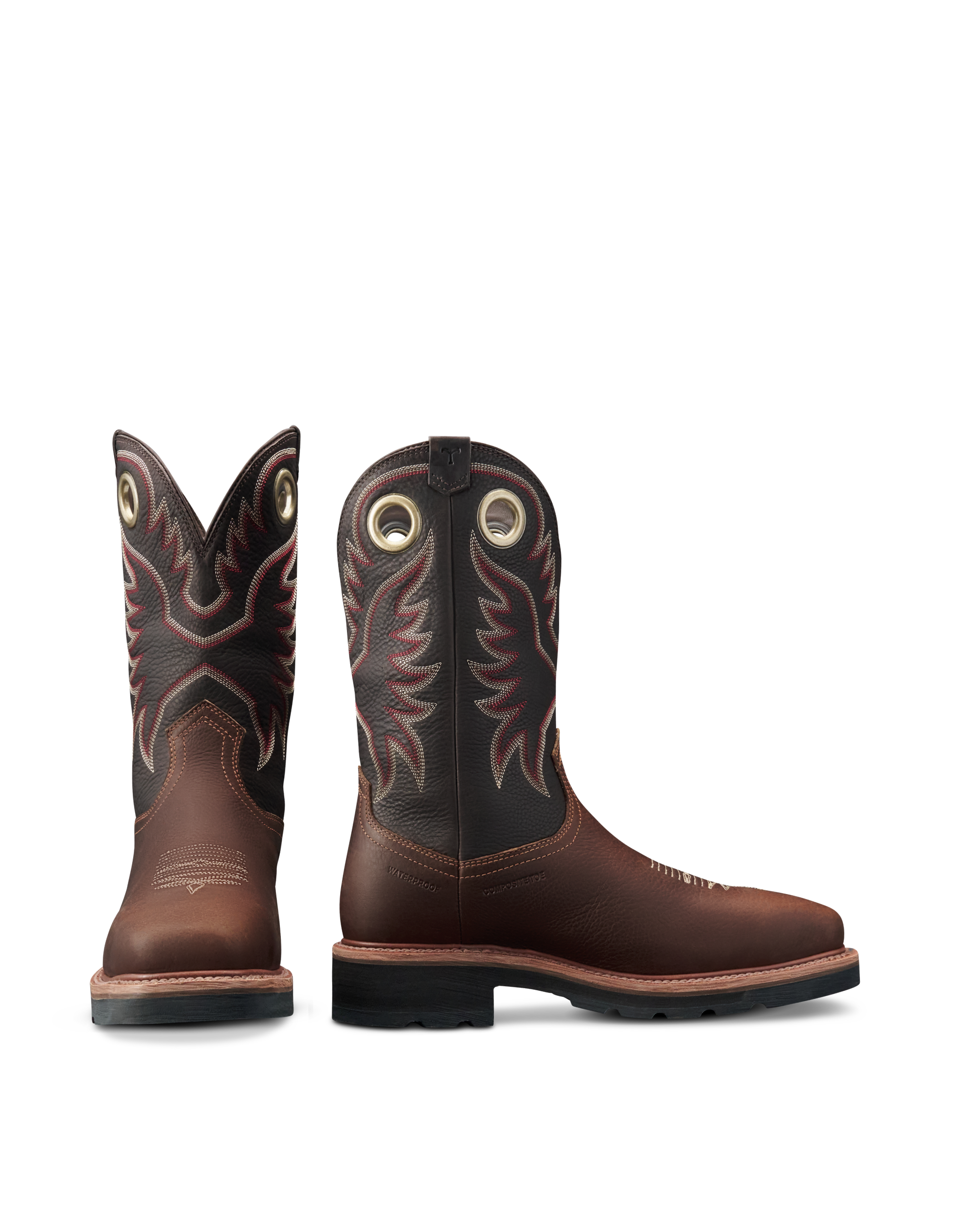 LongHaul Waterproof Square Composite Toe Work Boot - Tobacco Black Cowhide