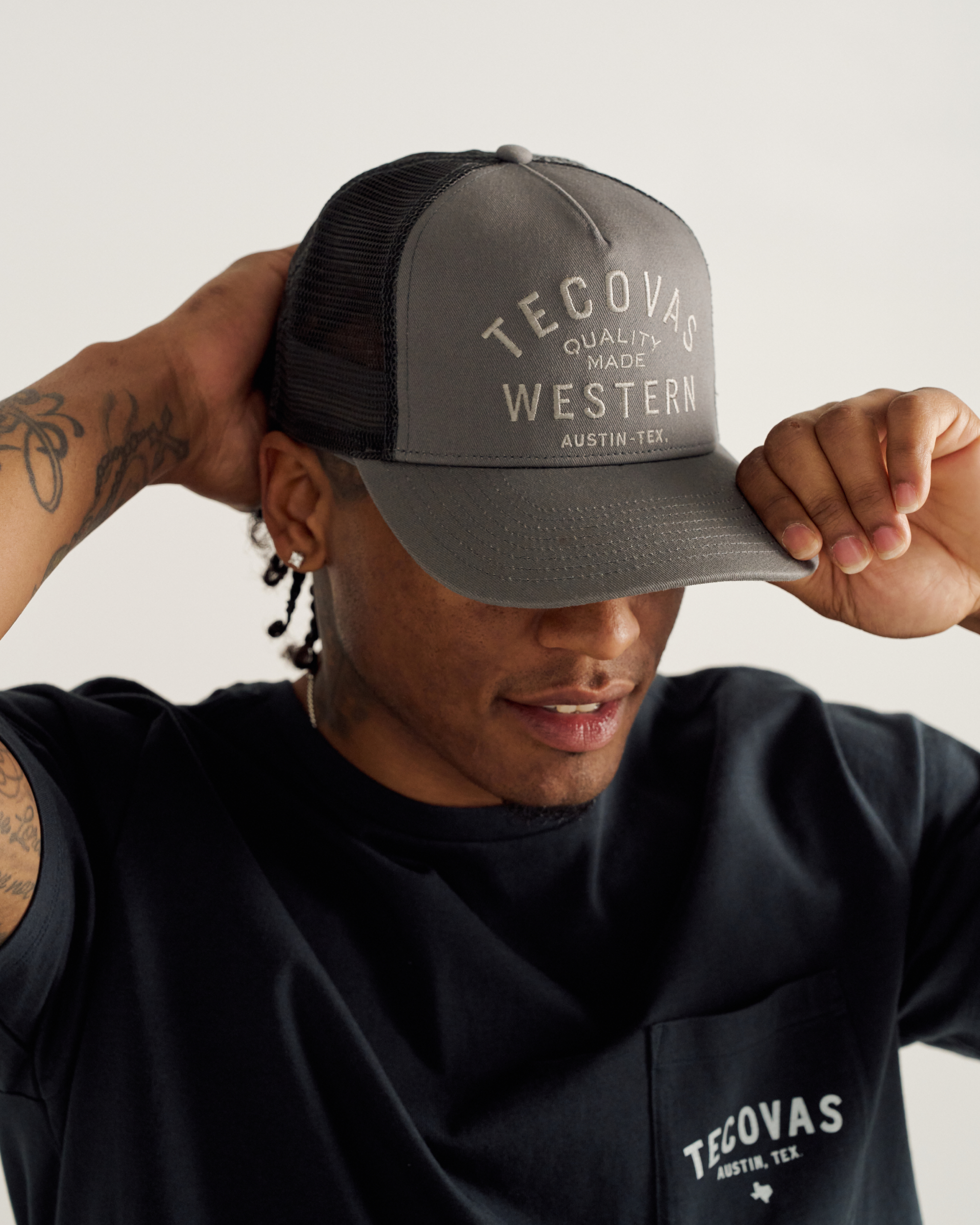 Quality Made Trucker Hat - Gray Cotton Polyester