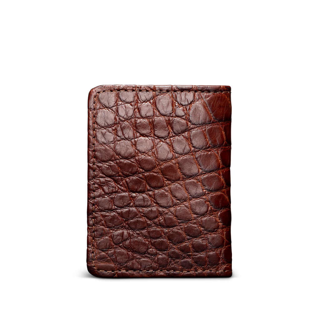 Alligator Bifold Card Case - Walnut Alligator