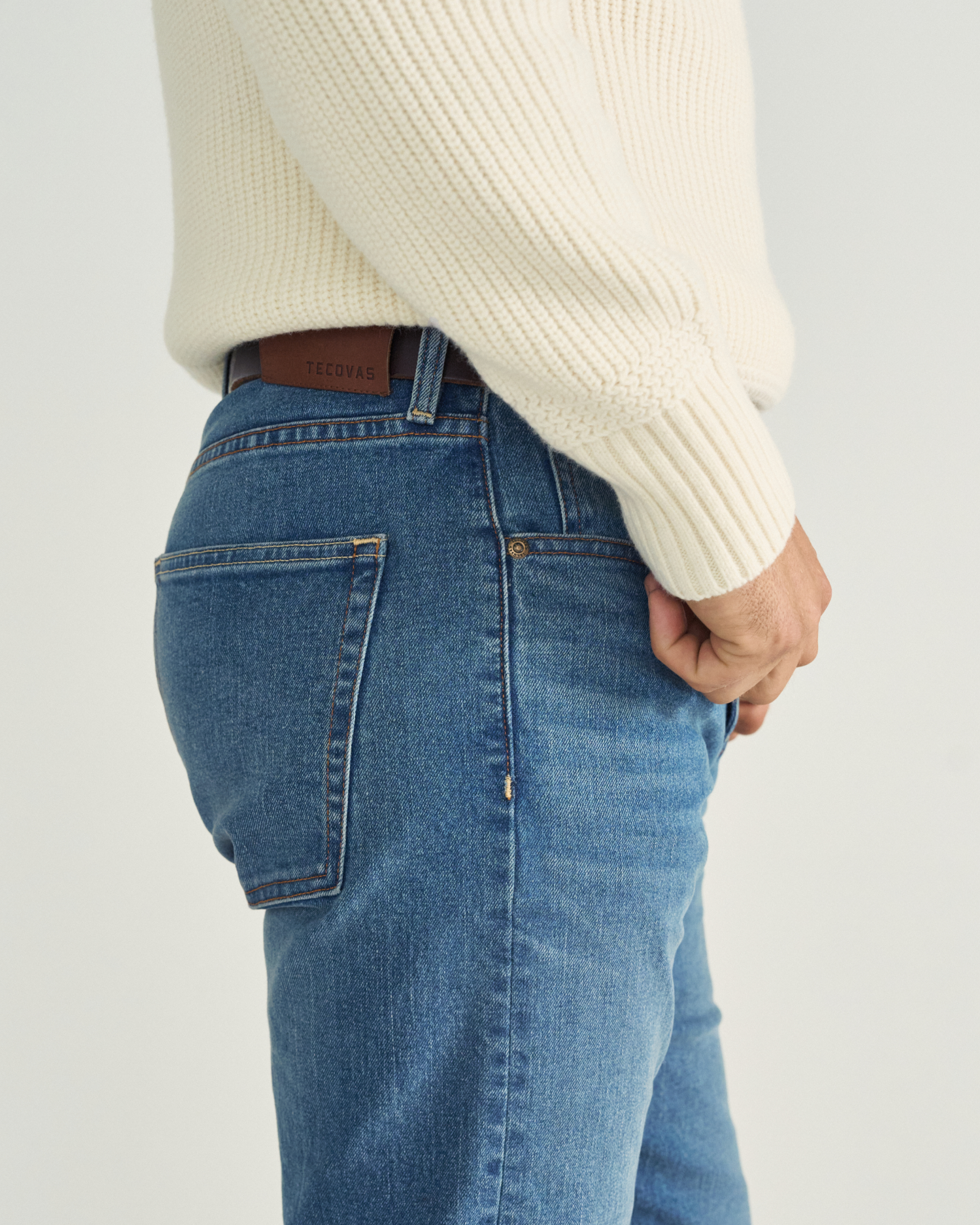 Men's Slim Straight Stretch Denim - Medium Wash Stretch Denim