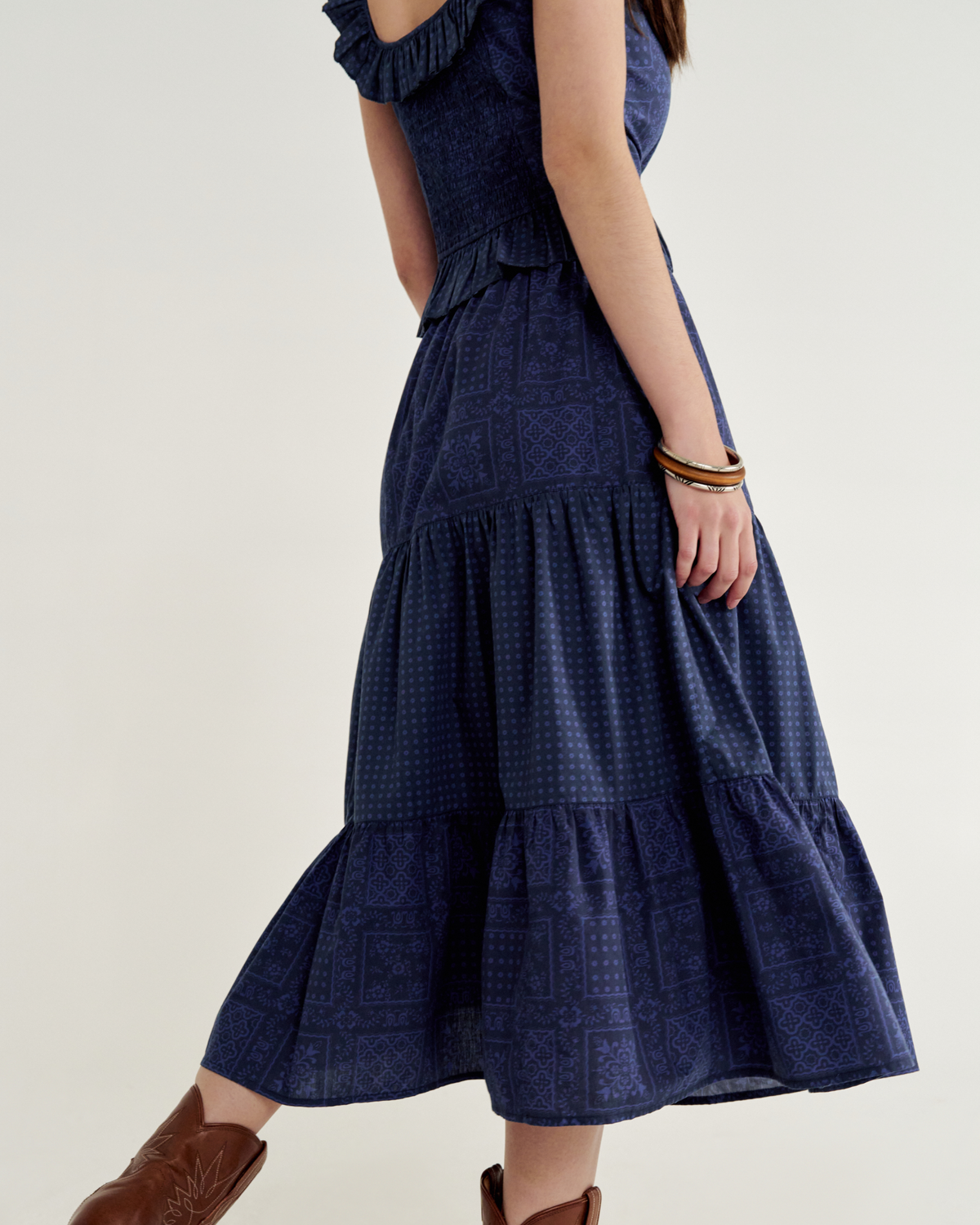 Women’s Bandana Midi Skirt - Navy Cotton