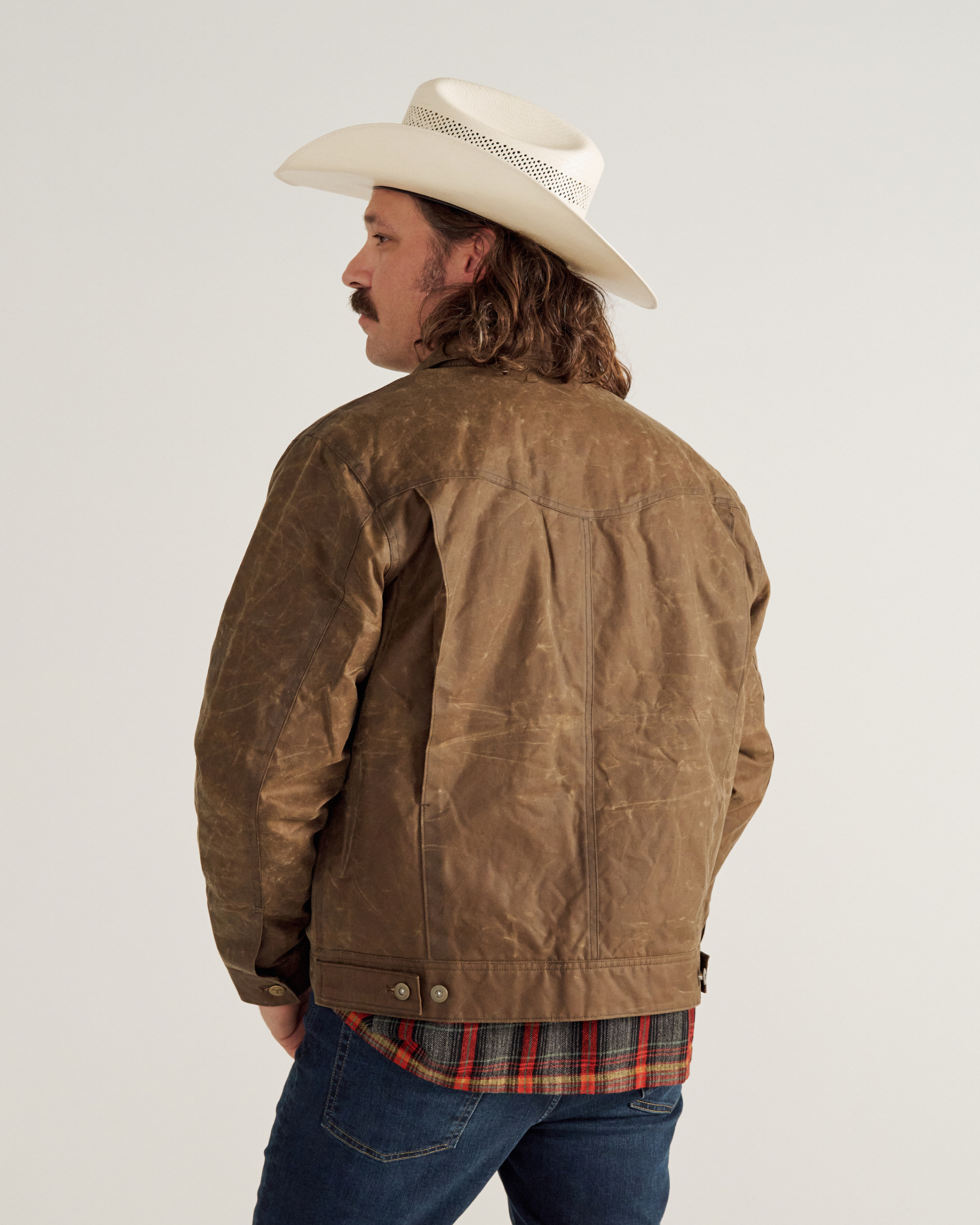 Men's Buckaroo Waxed Canvas Trucker Jacket - Tobacco Waxed Canvas