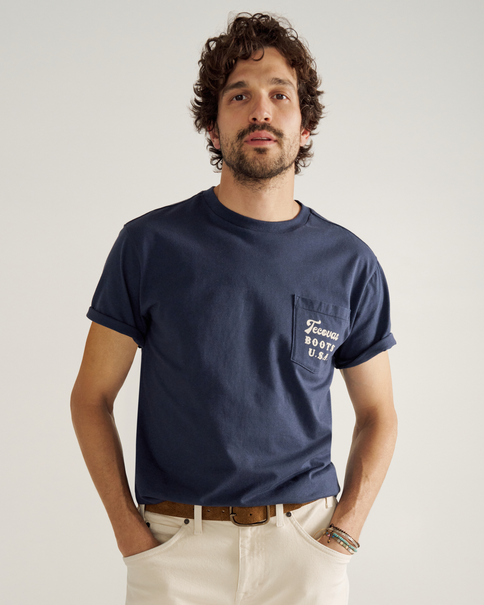 Men's USA Pocket Tee - Navy White Pima Cotton