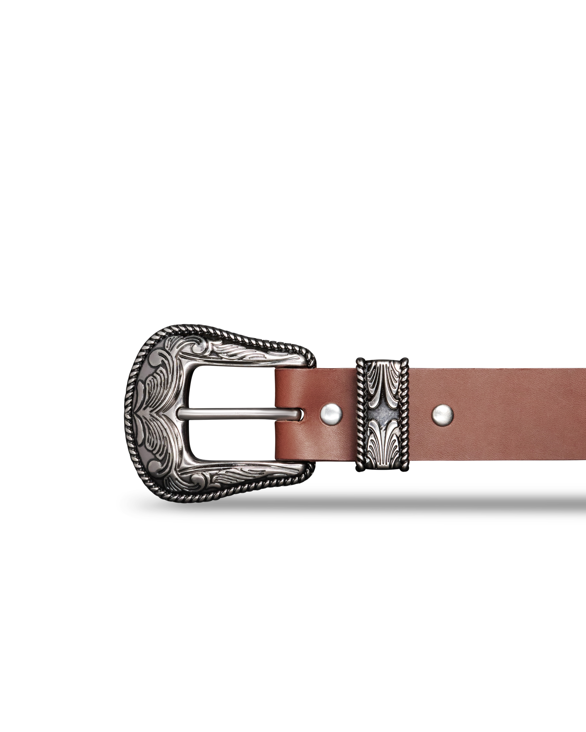Women's Western 3 Piece Belt - Brown Cowhide