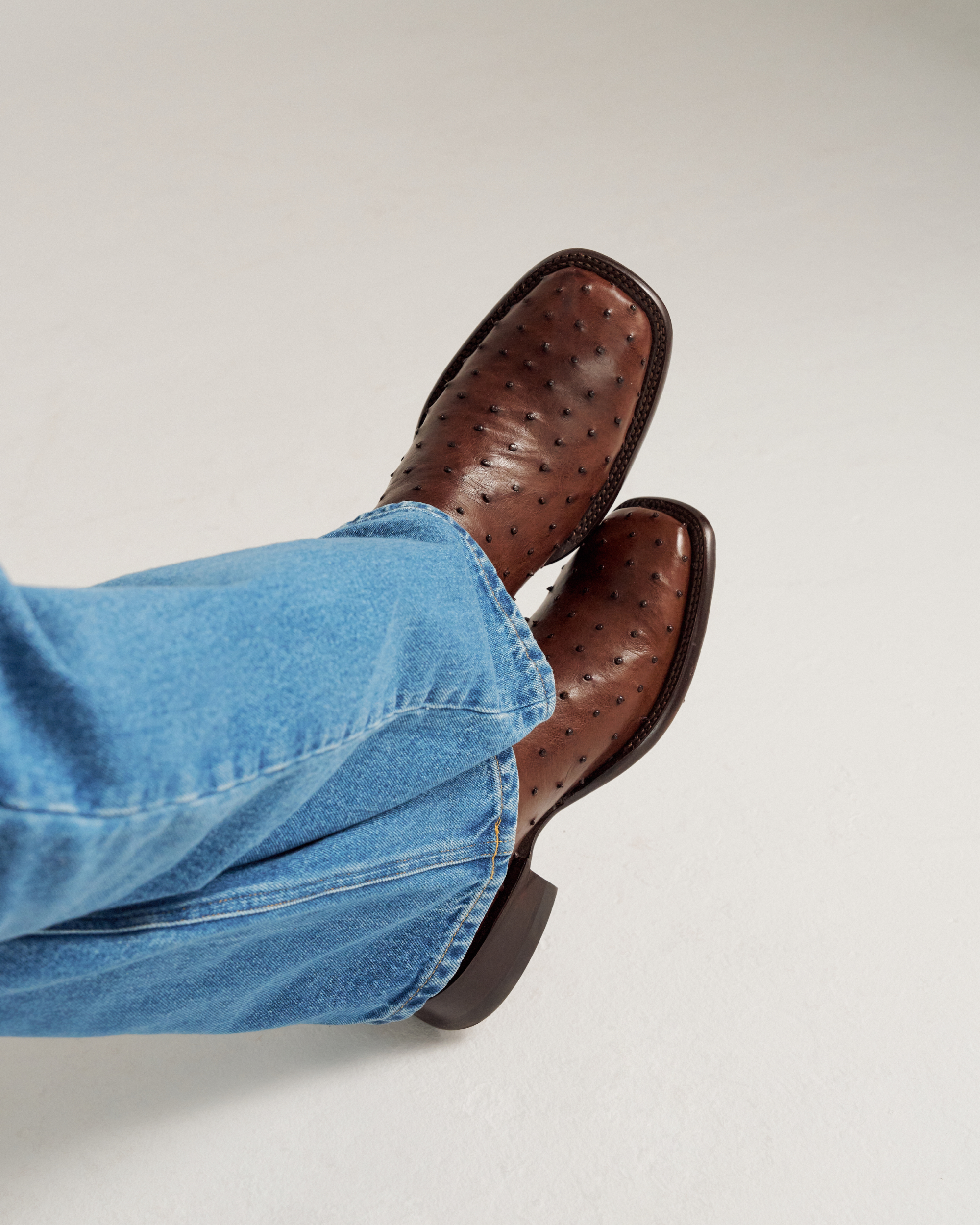 The Emmitt - Hazelnut Denim Ostrich