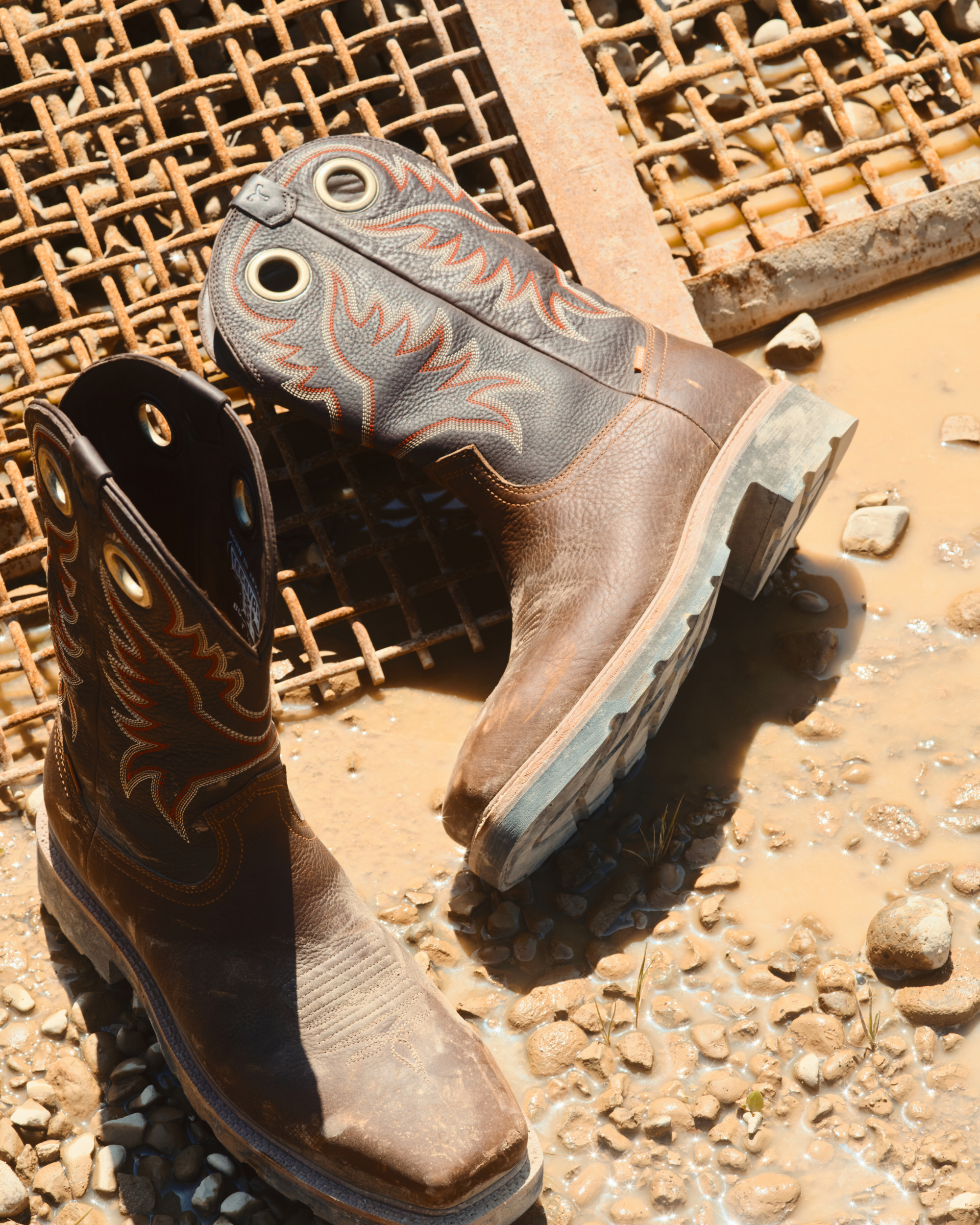 LongHaul Waterproof Square Composite Toe Work Boot - Tobacco Black Cowhide