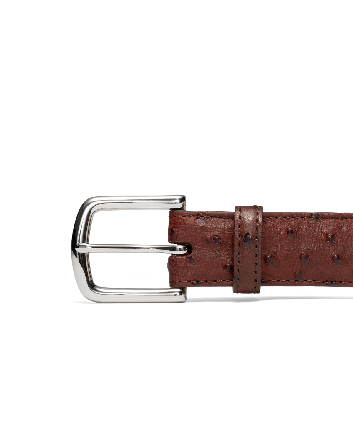 Men's Ostrich Belt - Mahogany Ostrich