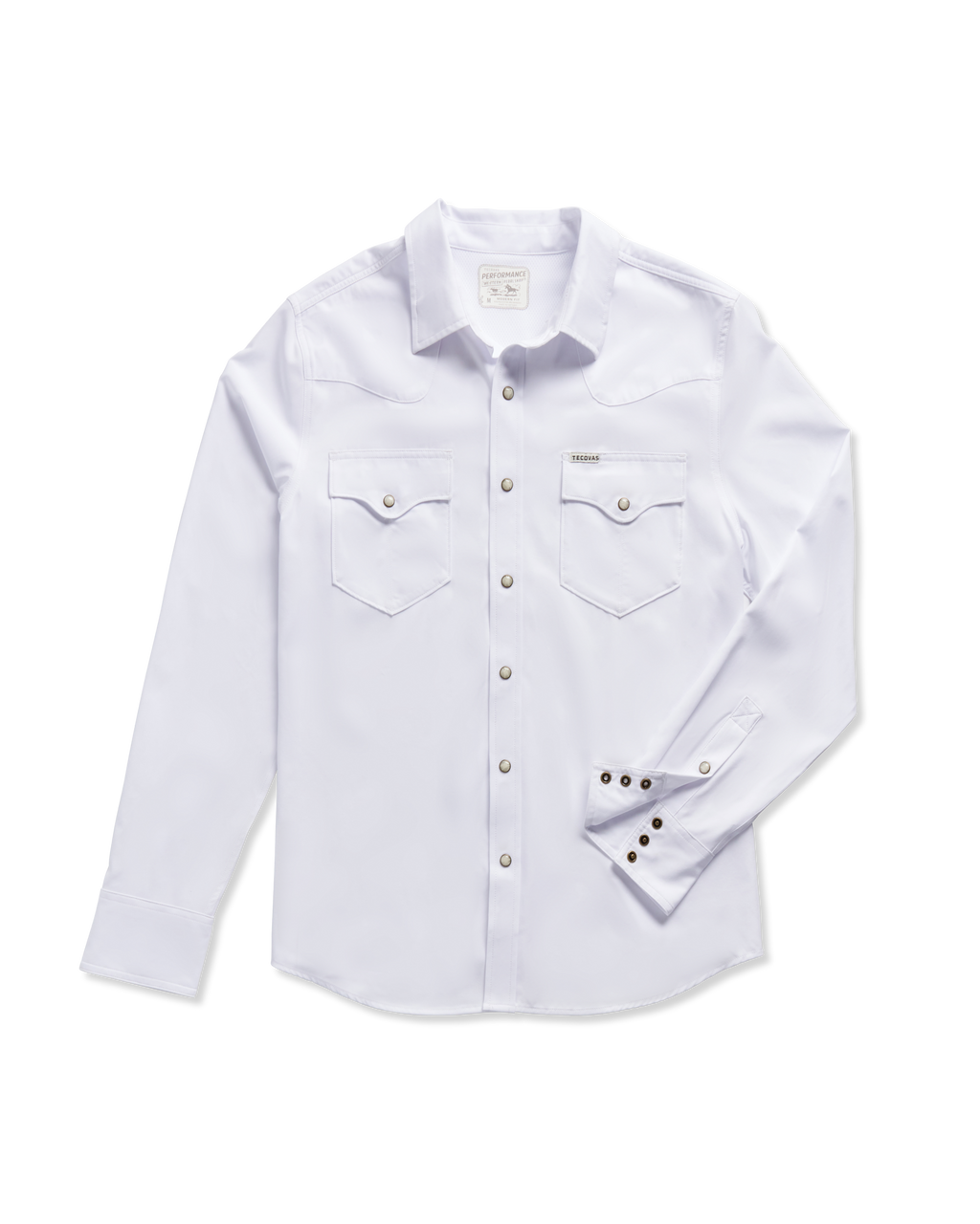 Men's Performance Long Sleeve Western Pearl Snap - White Performance