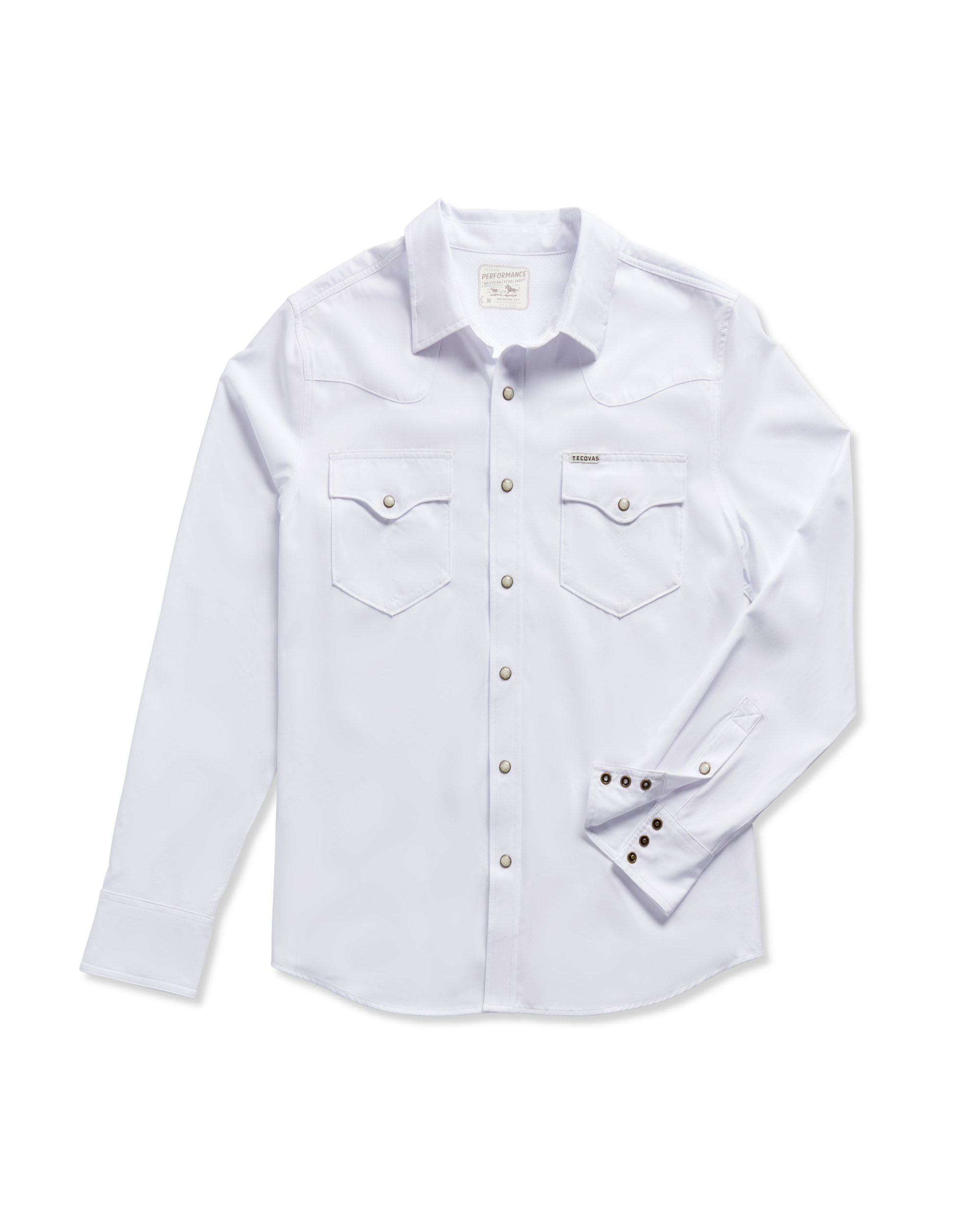 Men's Performance Long Sleeve Western Pearl Snap - White Performance