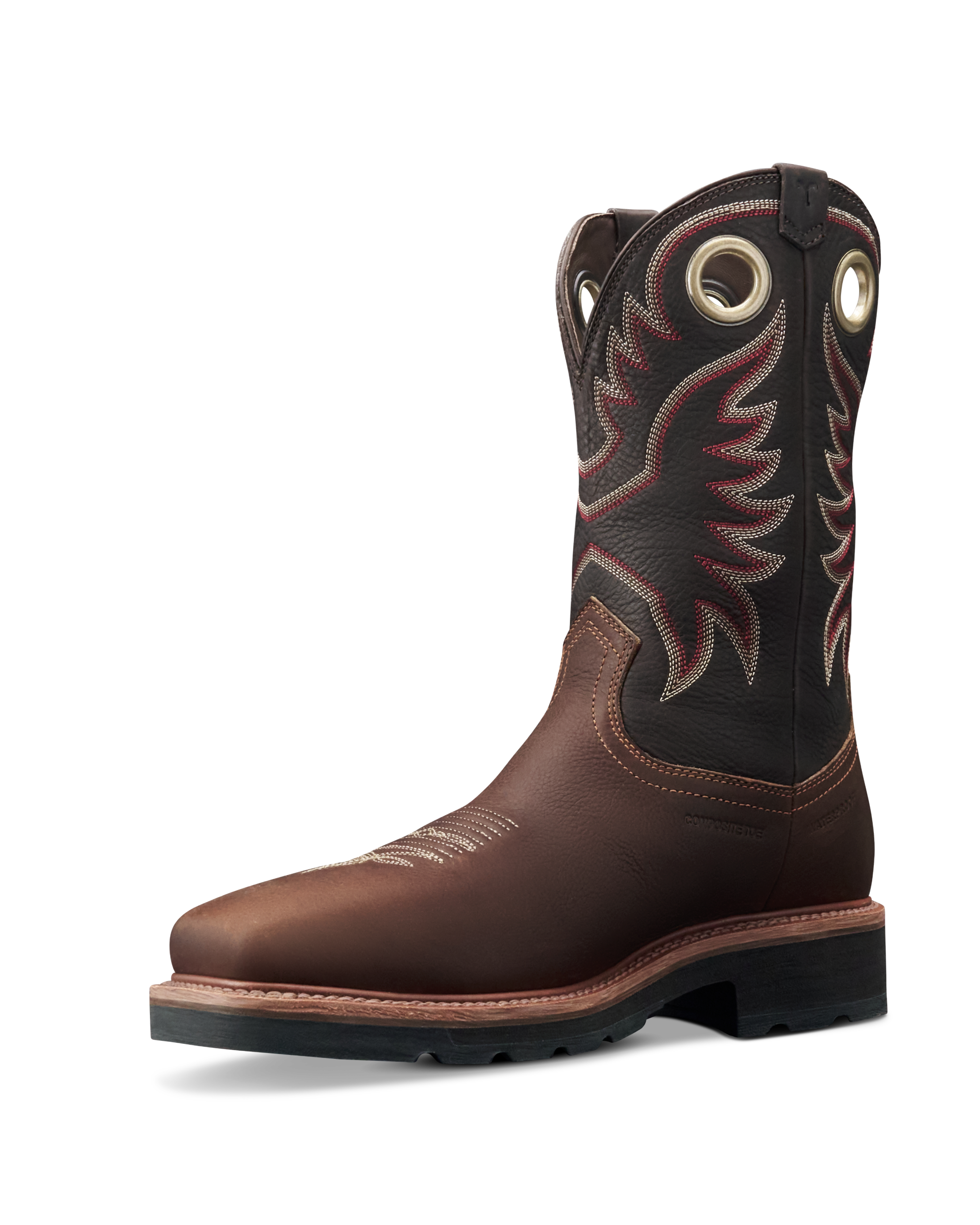 LongHaul Waterproof Square Composite Toe Work Boot - Tobacco Black Cowhide