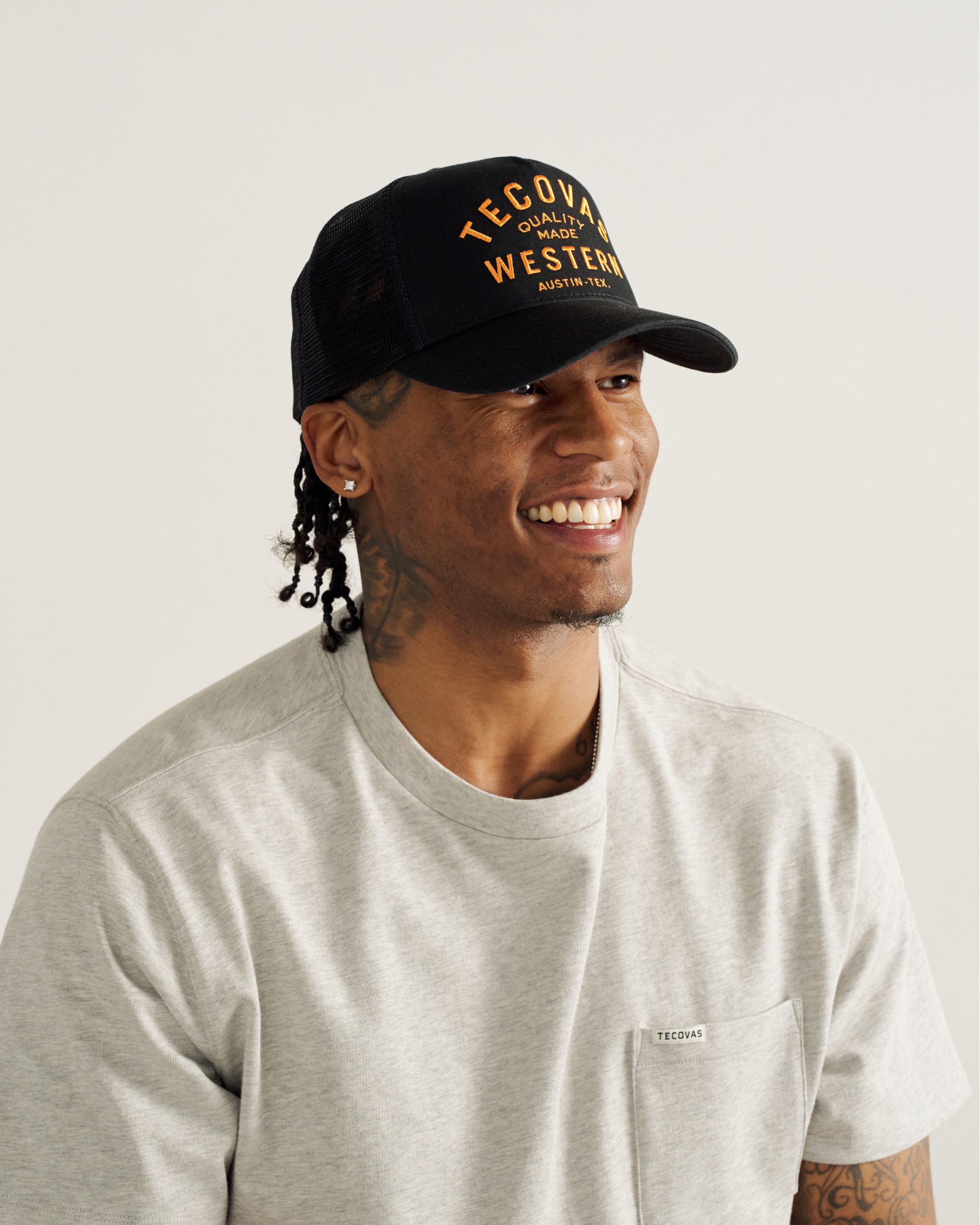 Quality Made Trucker Hat - Black Orange Cotton Polyester