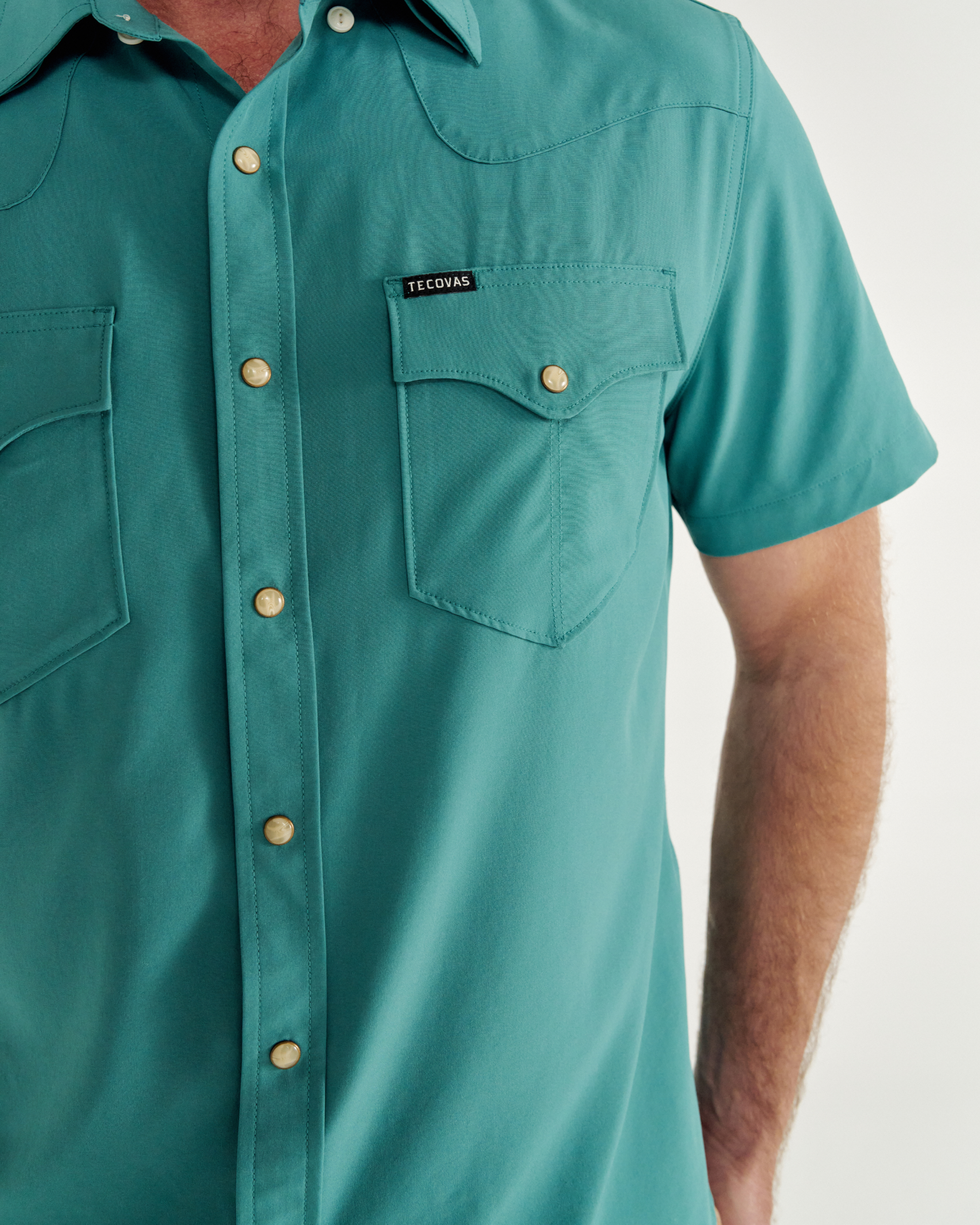 Men's Performance Short Sleeve Western Pearl Snap - Classic Fit - Deep Jungle Performance