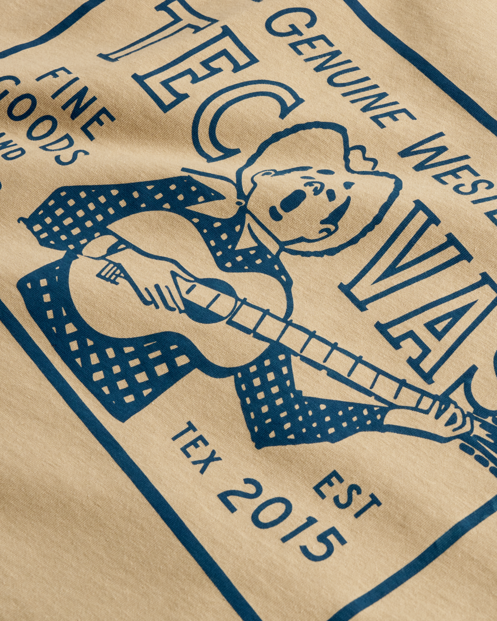 Men's Guitar Fine Goods Tee - Khaki Blue Pima Cotton