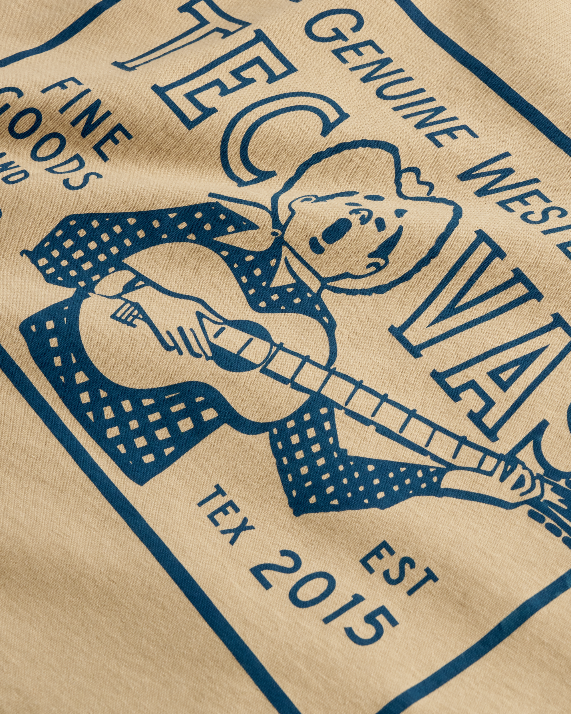 Men's Guitar Fine Goods Tee - Khaki Blue Pima Cotton