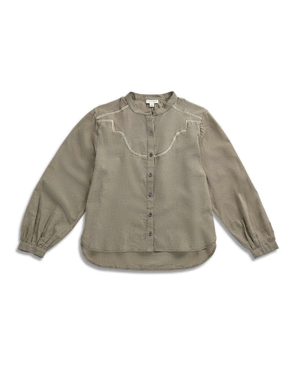 Women's Mini Seersucker Blouse - Black White Cotton