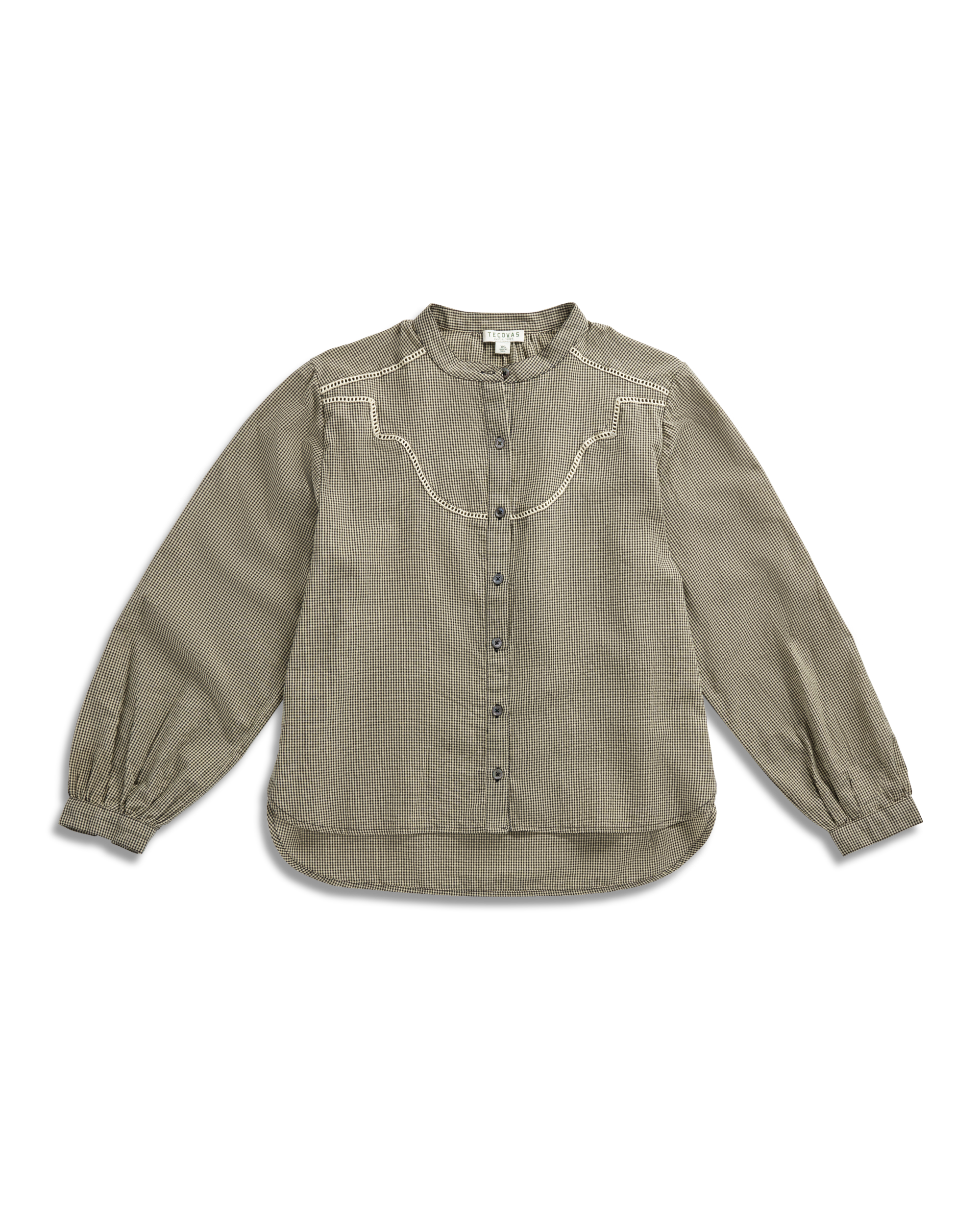 Women's Mini Seersucker Blouse - Black White Cotton