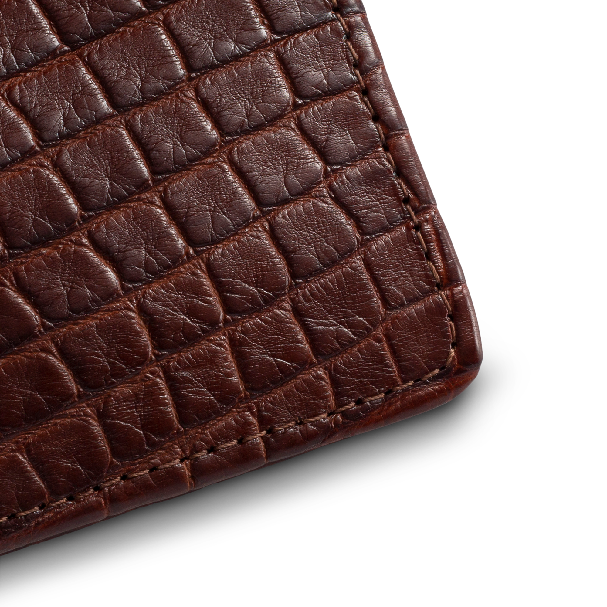 Alligator Bifold Card Case - Walnut Alligator