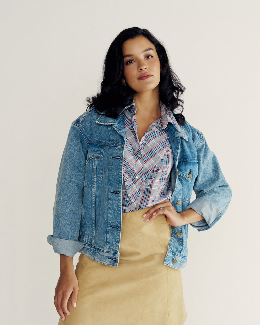 Women's Denim Trucker Jacket - Medium Wash Denim