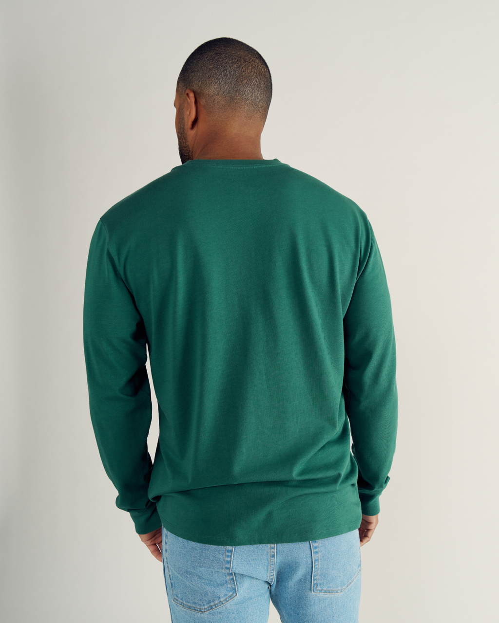 Men's Long Sleeve Standard Issue Pocket Tee - Hunter Green Pima Cotton