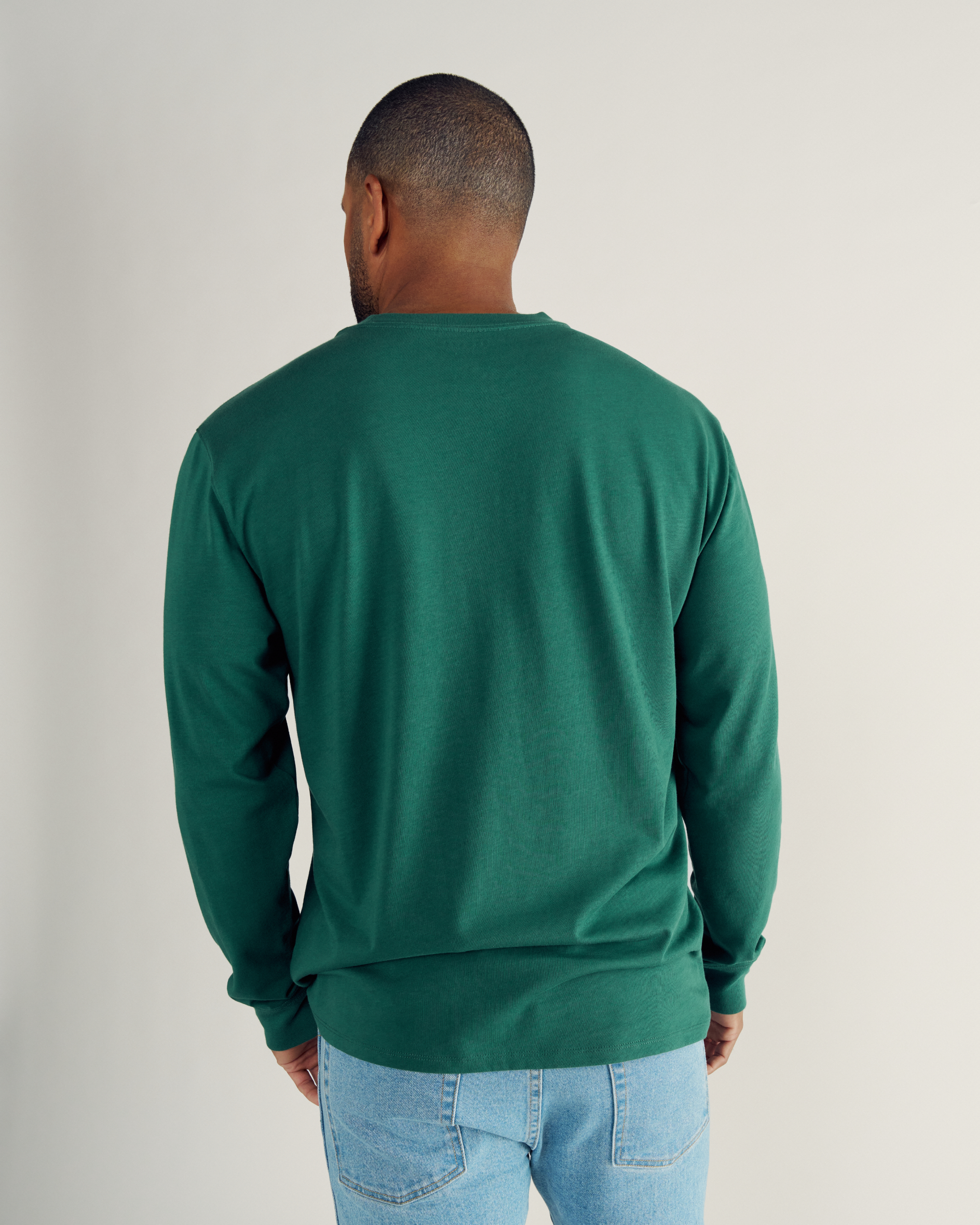 Men's Long Sleeve Standard Issue Pocket Tee - Hunter Green Pima Cotton