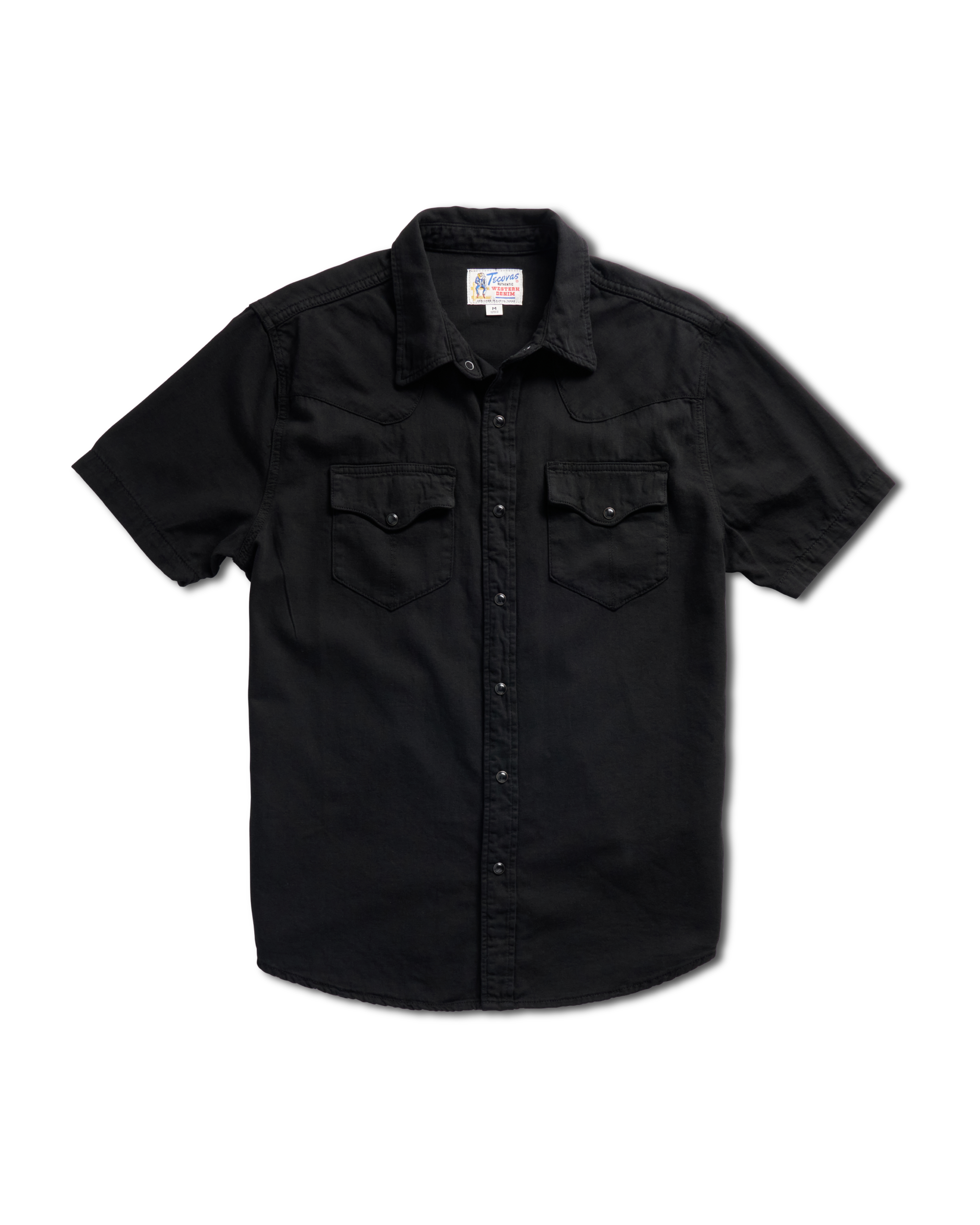 Men's Denim Short Sleeve Pearl Snap - Black Denim