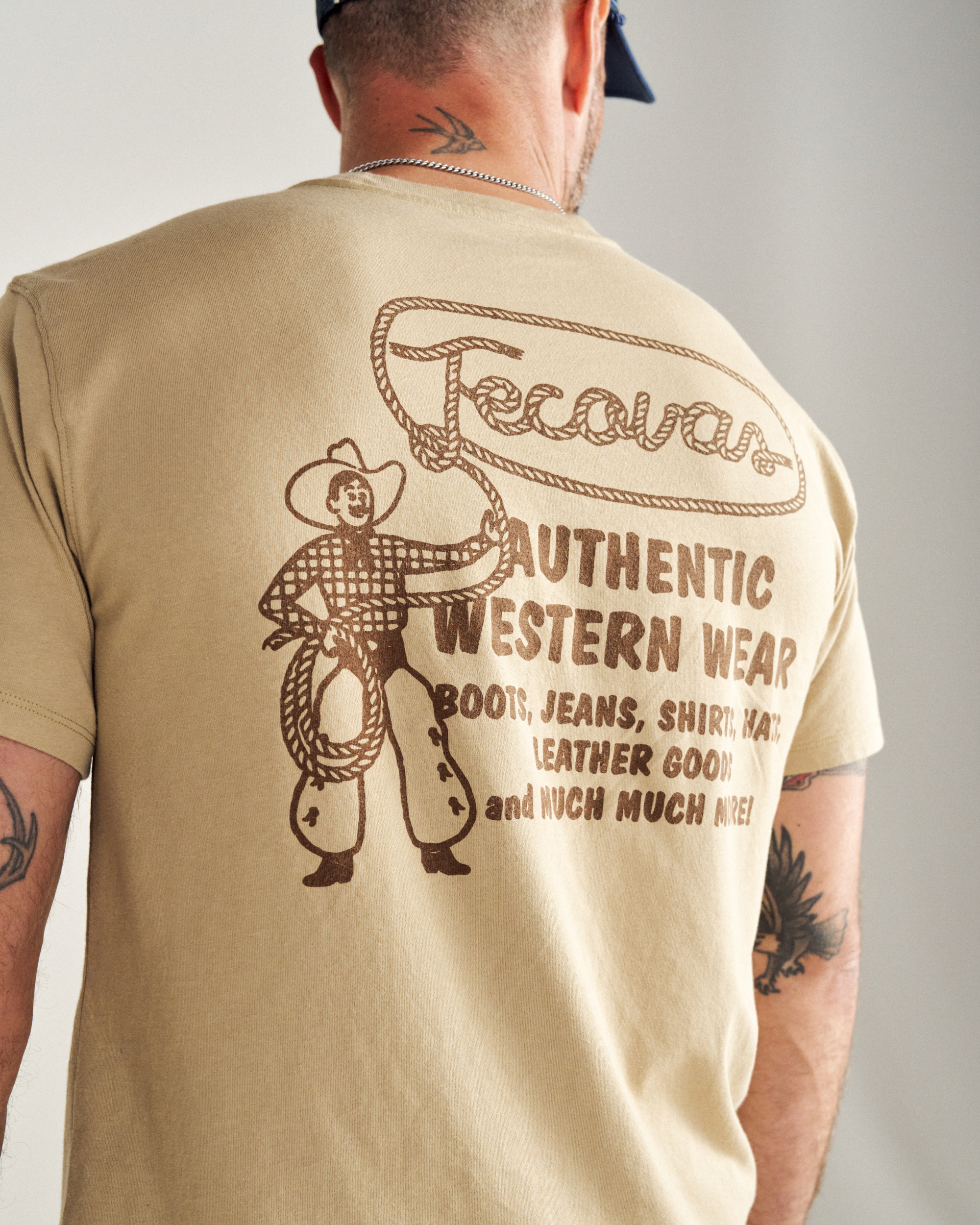 Men's Authentic Western Wears Tee - Khaki Brown  Pima Cotton