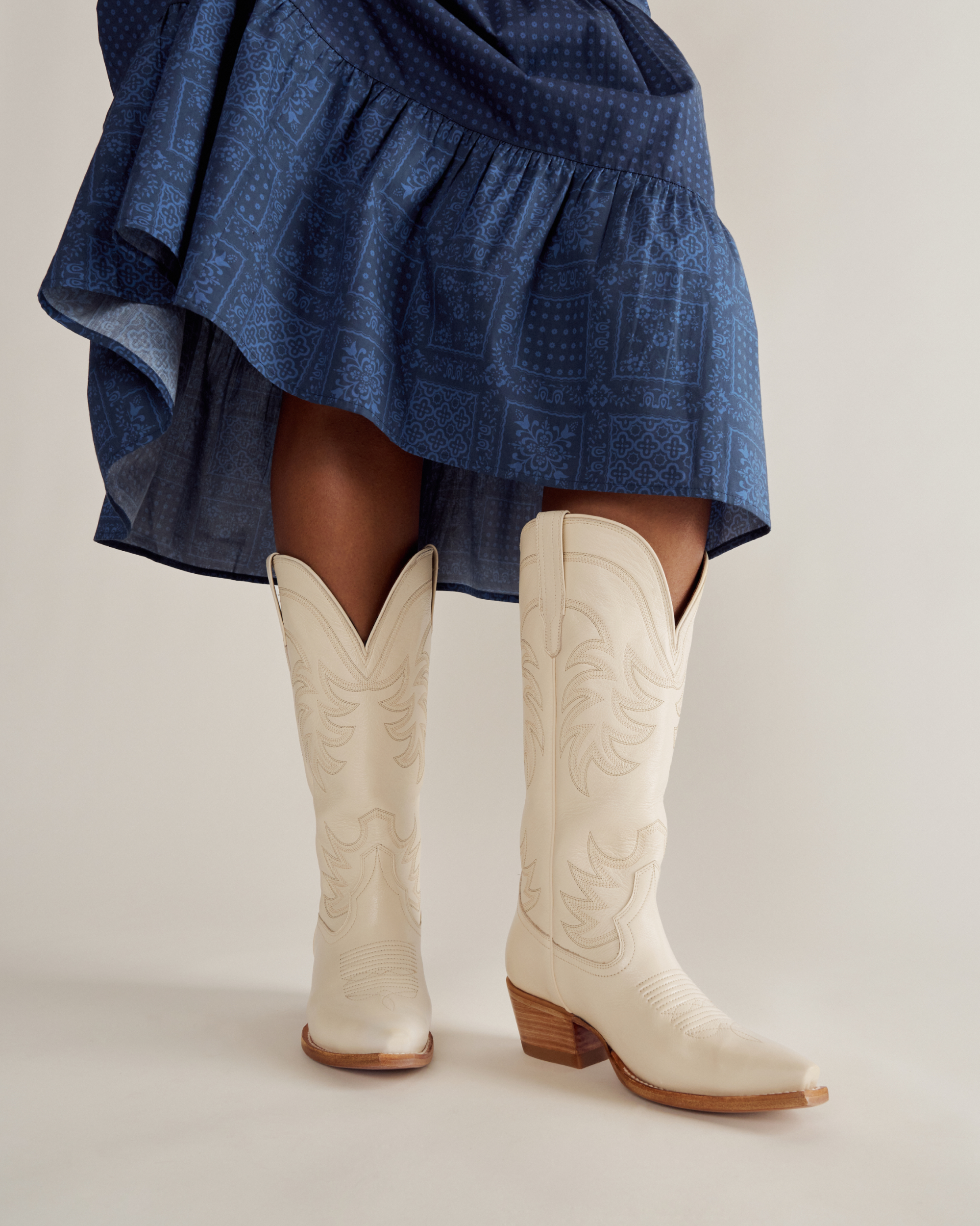 The Annie Wide Calf - Bone Cowhide
