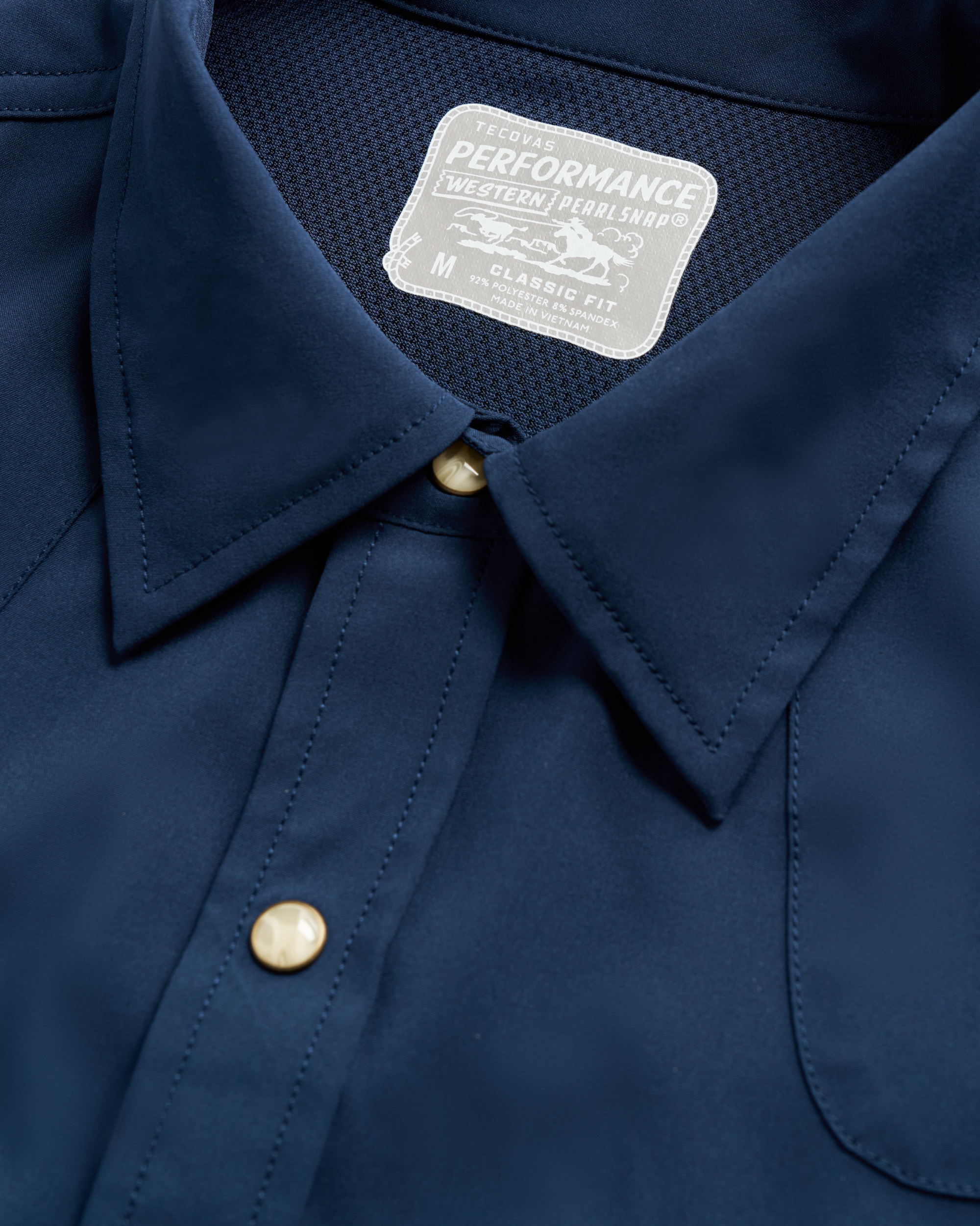 Men's Performance Short Sleeve Western Pearl Snap - Classic Fit - Navy Performance