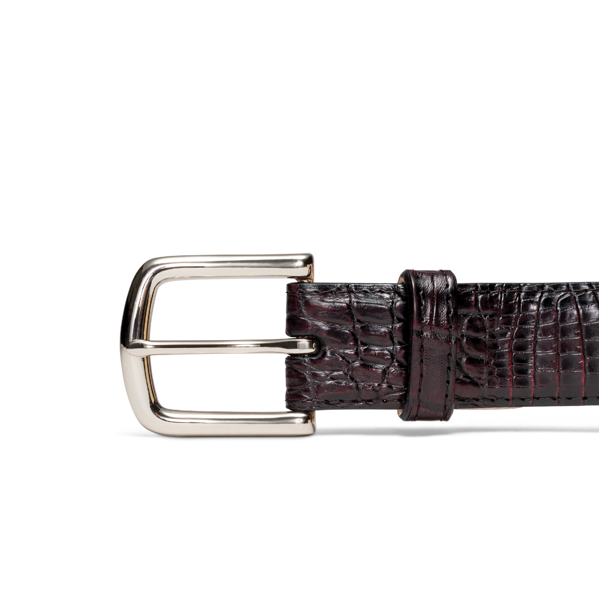 Men's Crocodile Belt - Black Cherry Crocodile