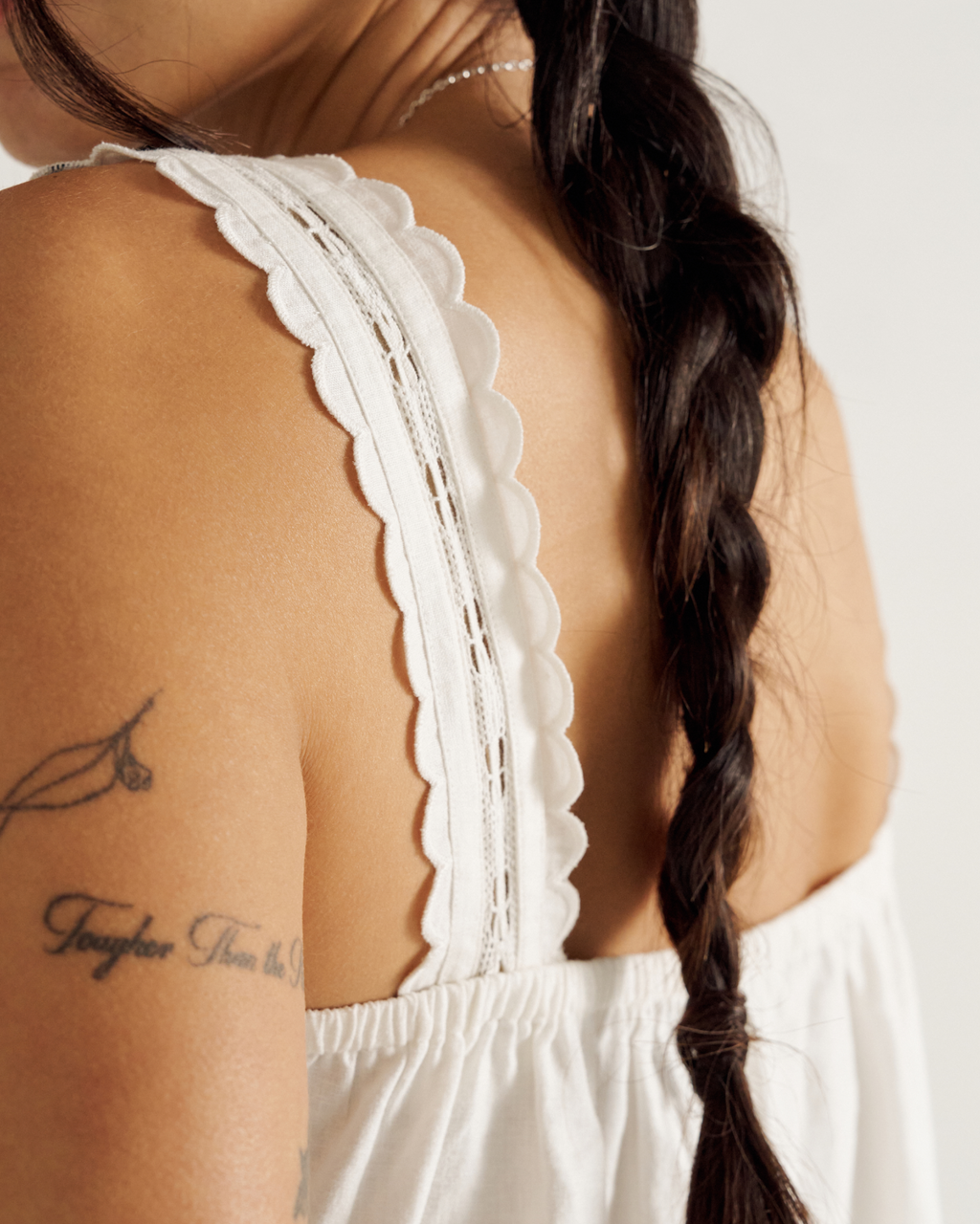 Women's Linen Artisanal Tank - White Linen Cotton