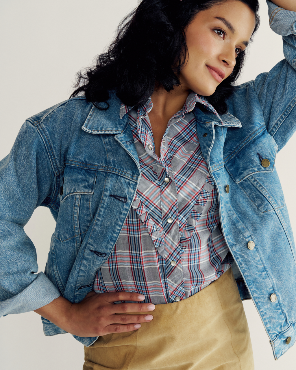 Women's Denim Trucker Jacket - Medium Wash Denim