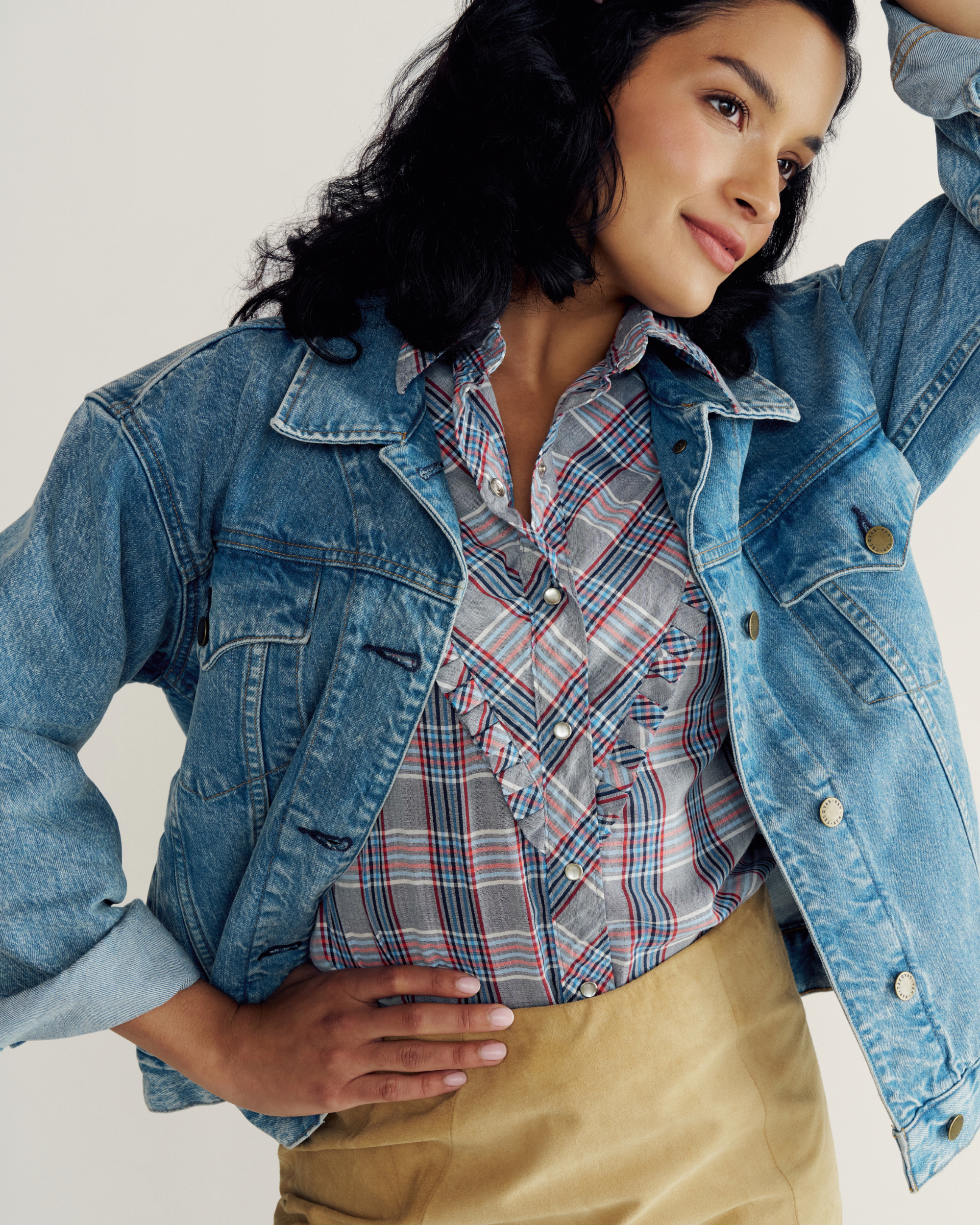Women's Denim Trucker Jacket - Medium Wash Denim