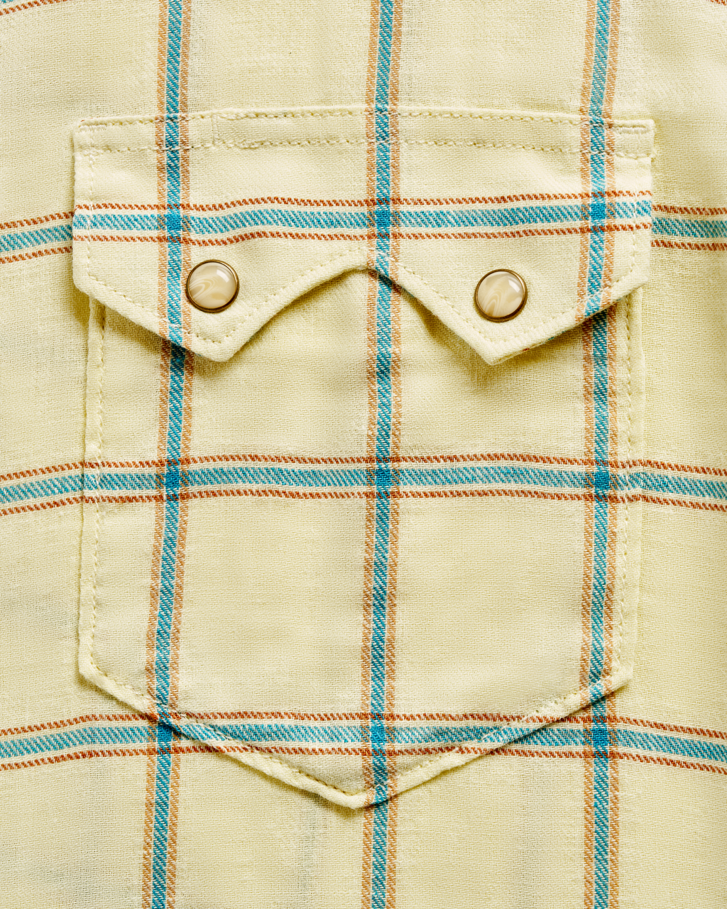 Men's Sawtooth Linen Short Sleeve Pearl Snap - White Aqua Haze Cotton Linen