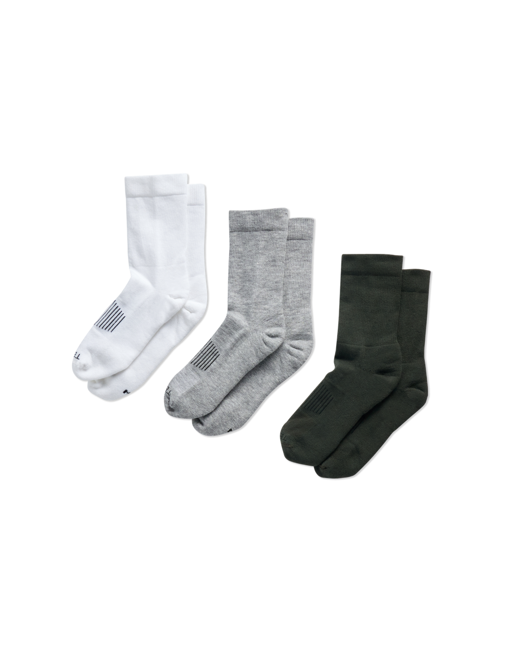 Crew Socks (3-Pack) - White Green Light Gray Polyester Spandex