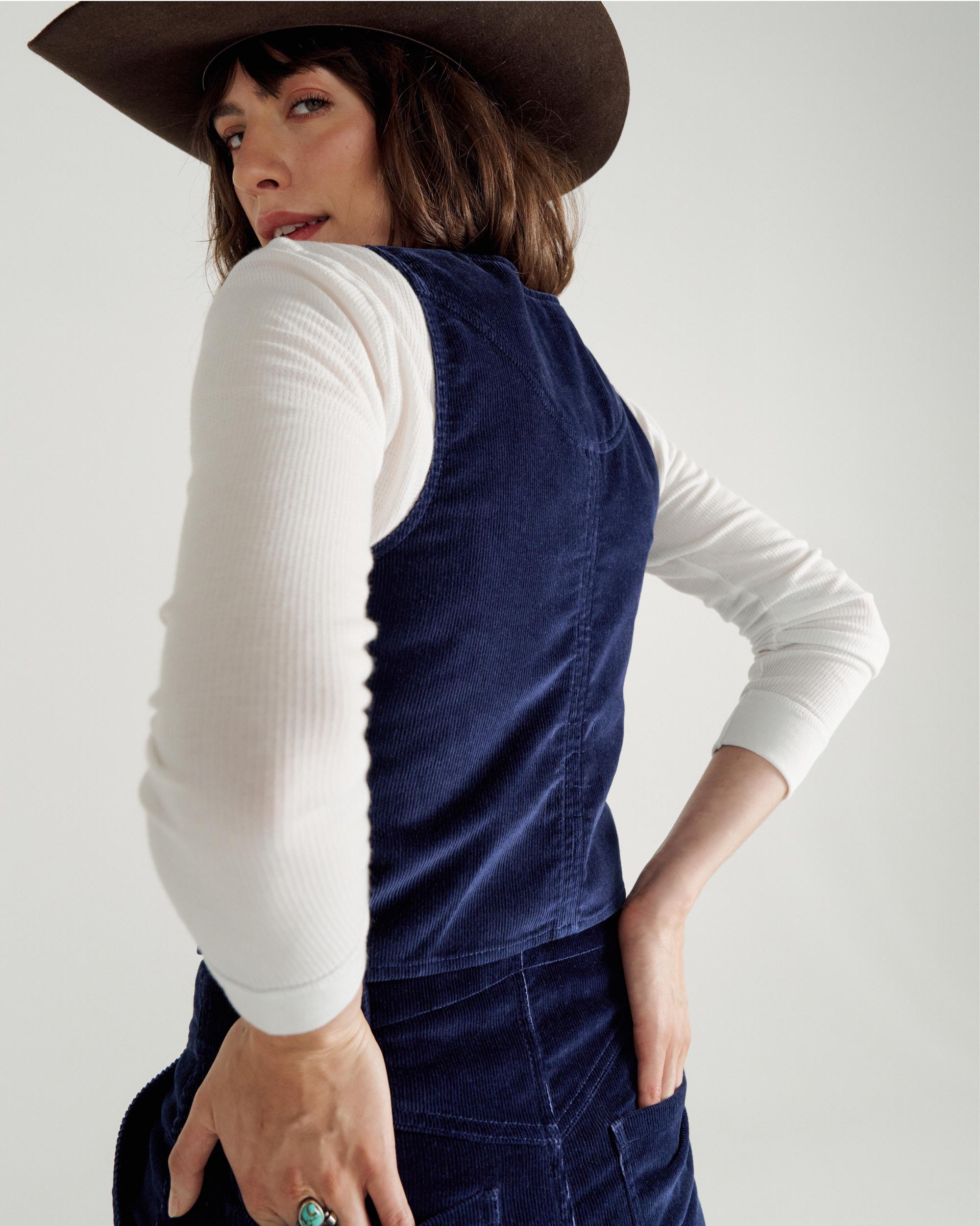 Women's Corduroy Vest - Navy Corduroy