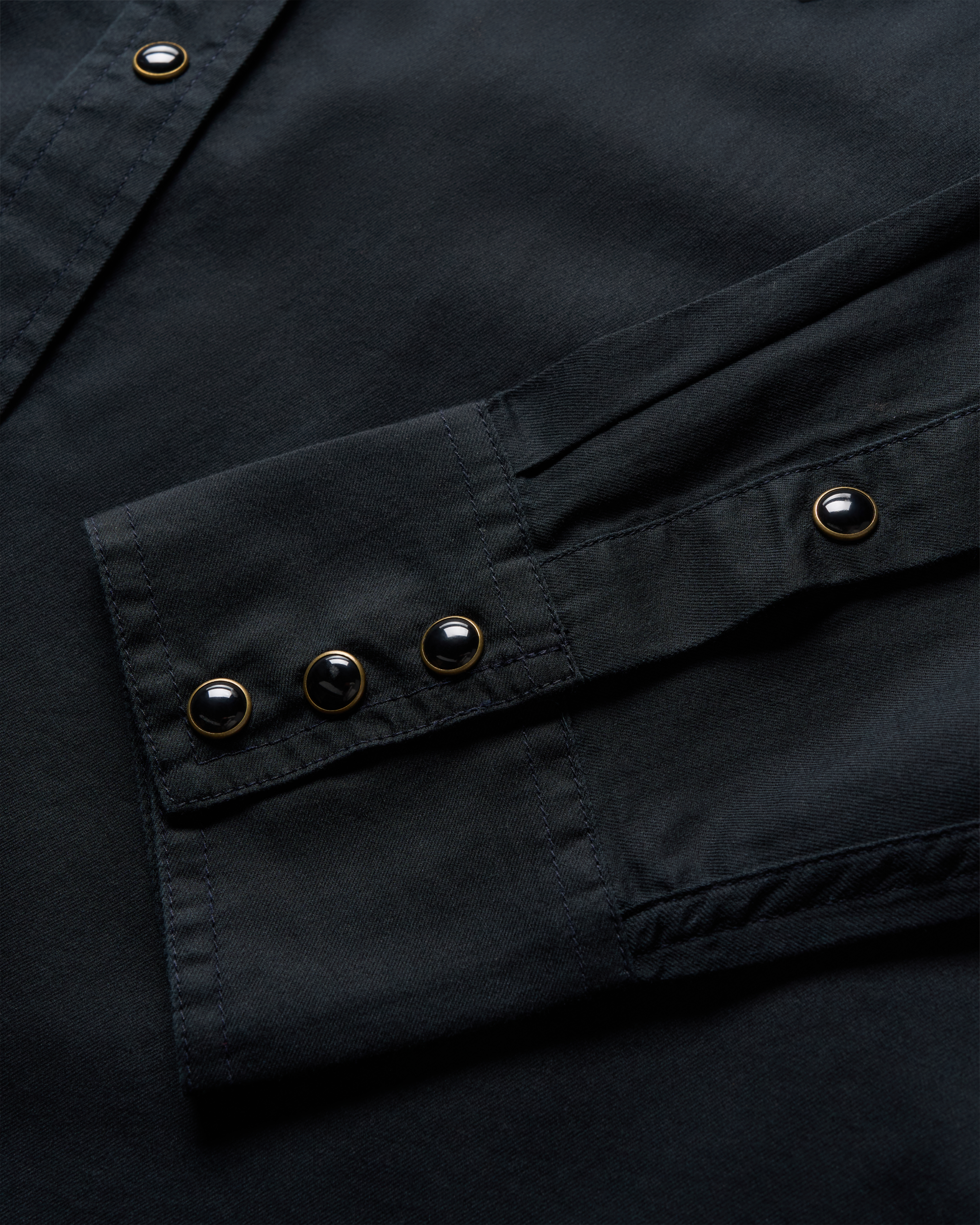 Men's Vintage Weight Sawtooth Cotton Pearl Snap - Midnight Cotton