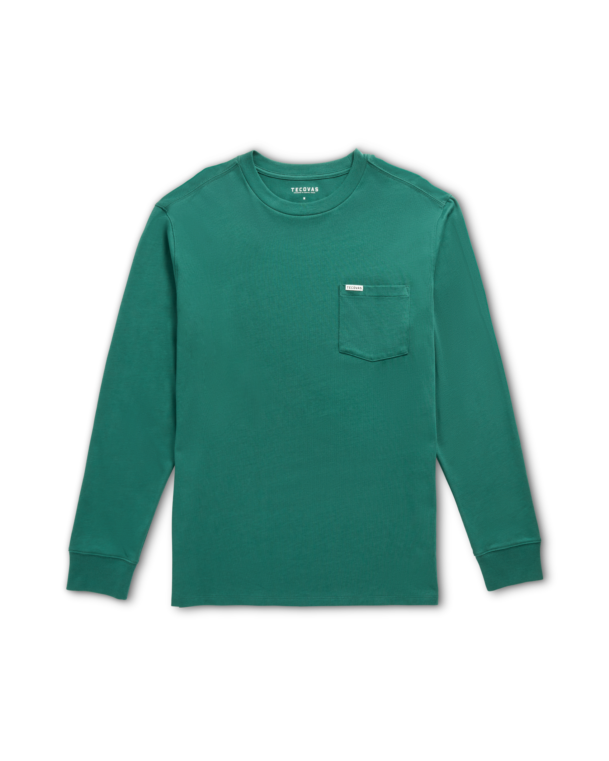 Men's Long Sleeve Standard Issue Pocket Tee - Hunter Green Pima Cotton