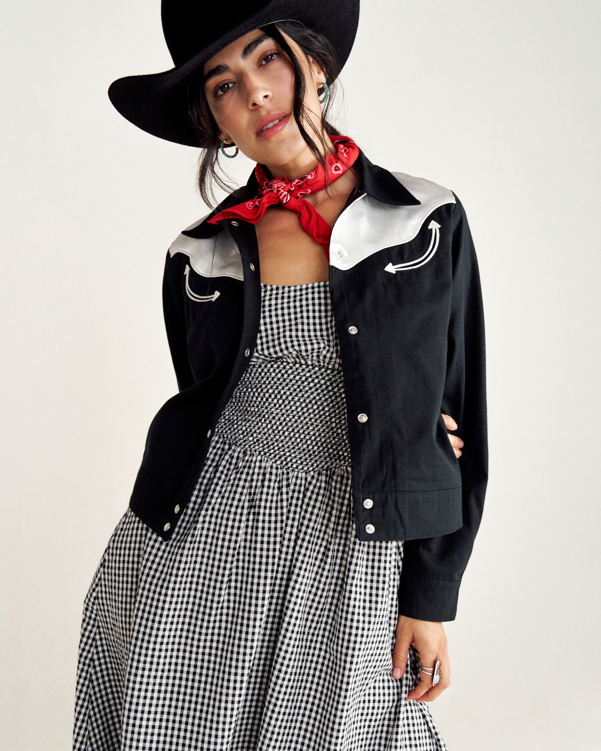 Women's Dolly Jacket - Black White Cotton