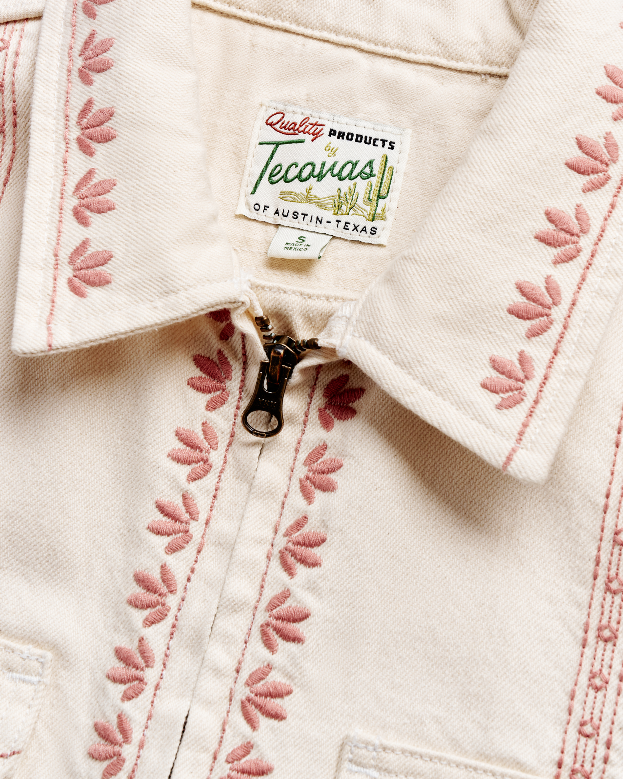 Women's Embroidered Mechanic's Jacket - Natural Denim